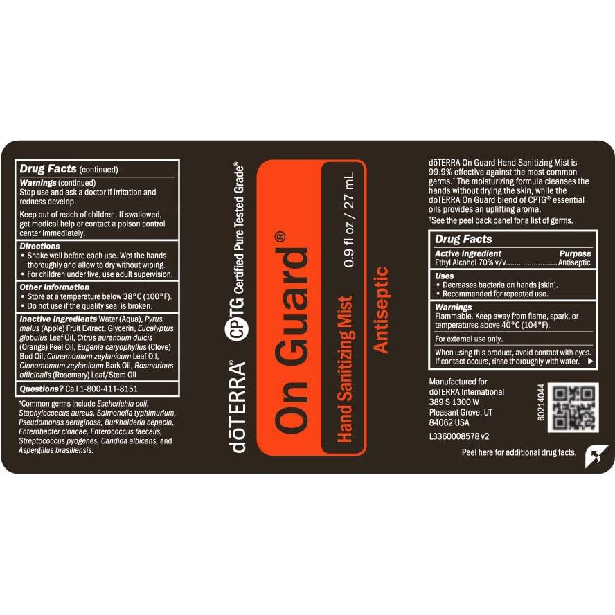 Desinfectante de Manos doTERRA On Guard 27mL - Elimina 99.9% Germenes
