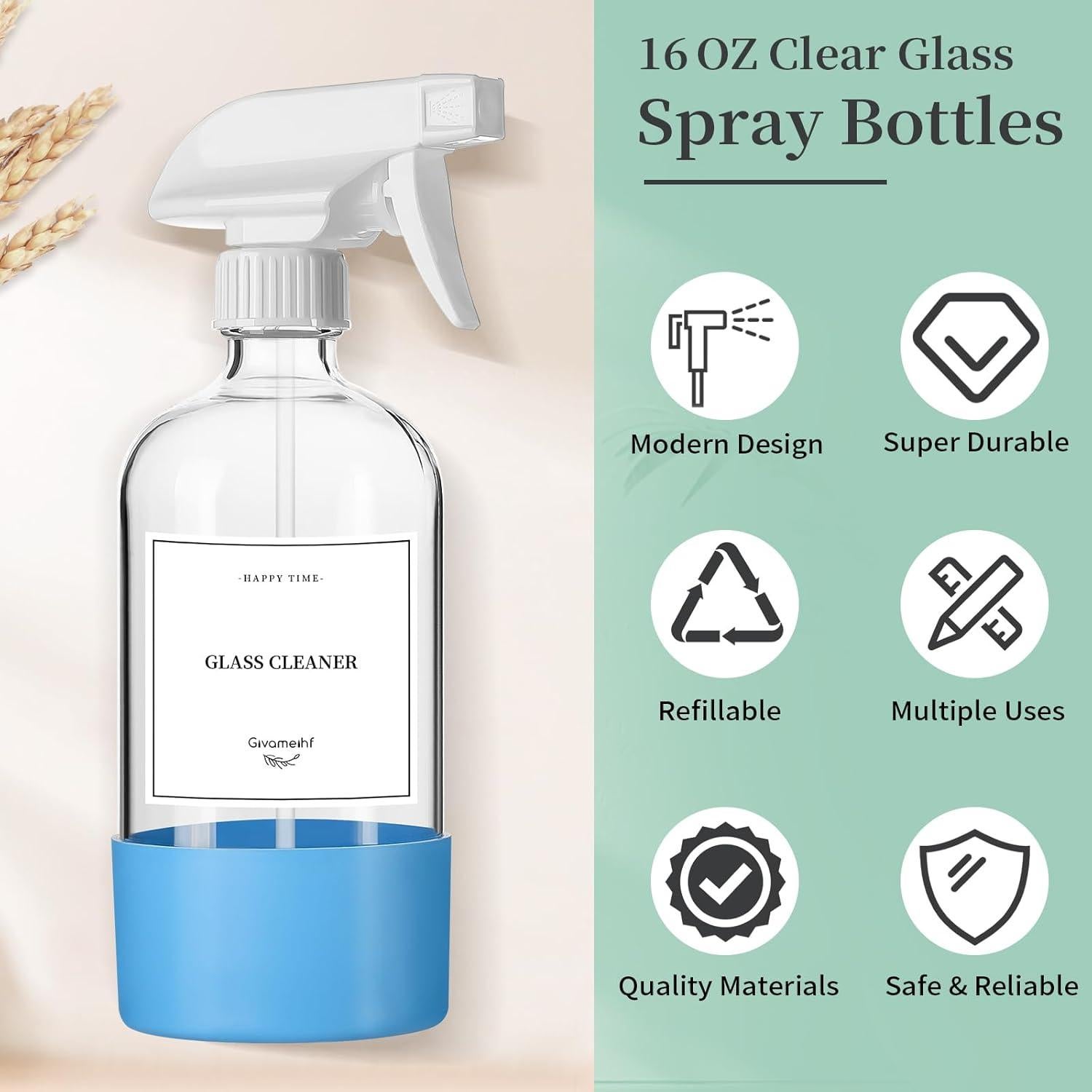 Paquete de 2 Botellas de Spray de Vidrio 16oz GIVAMEIHF