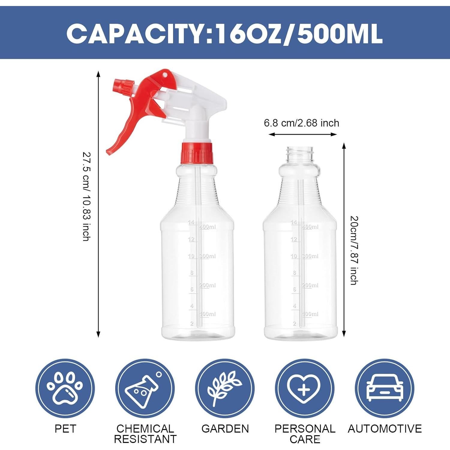 Paquete de 10 Botellas de Spray Gandeer 0.47L Reutilizables