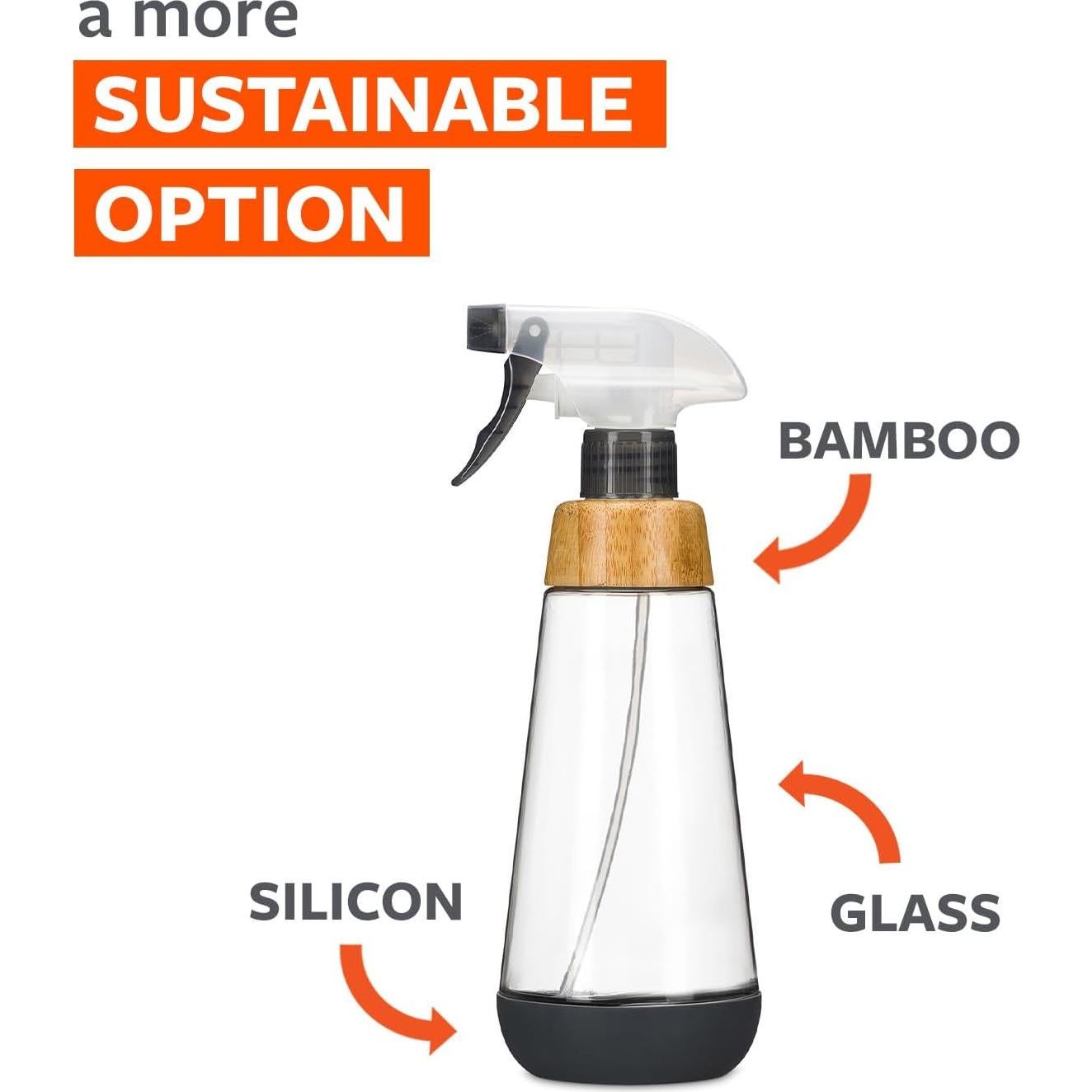 Botella de Spray de Vidrio Reutilizable Full Circle 473ml Gris