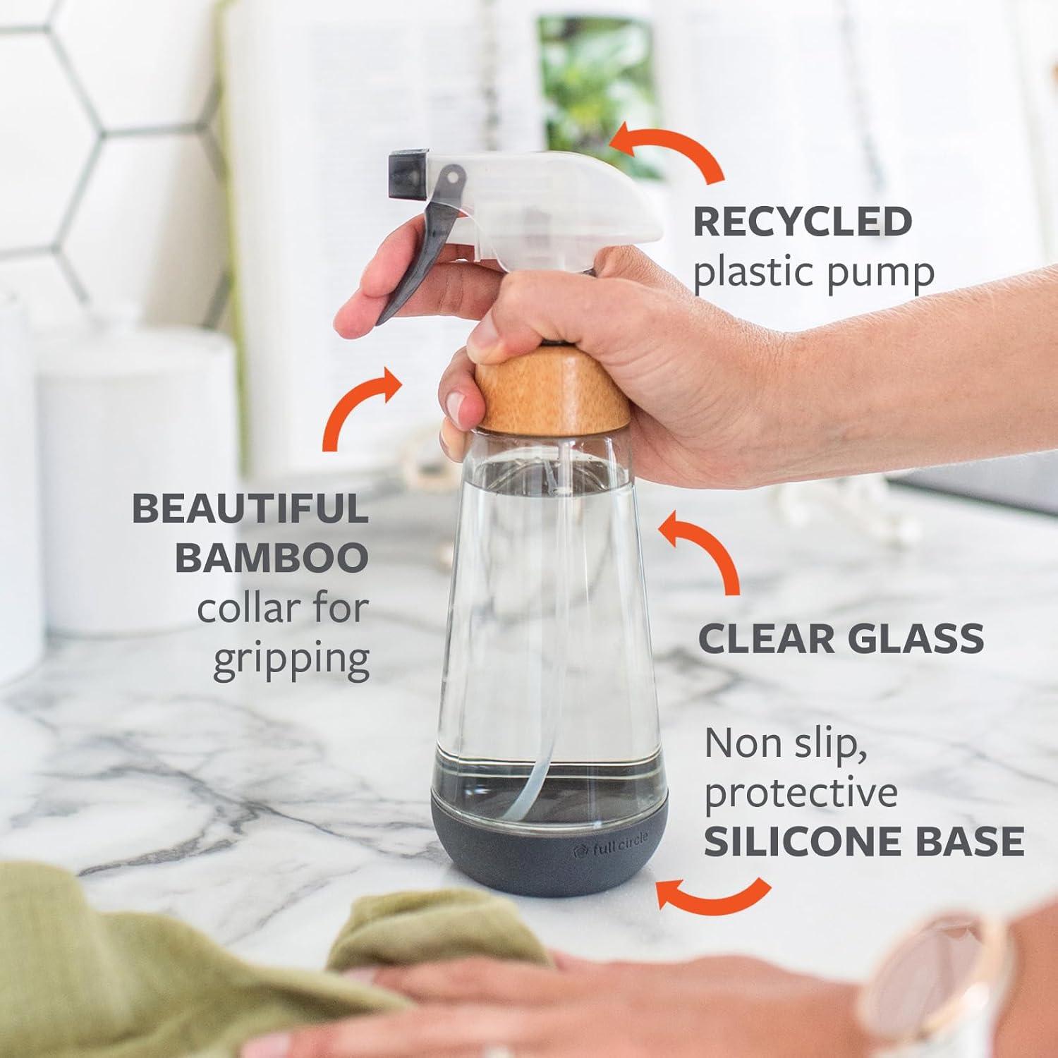 Botella de Spray de Vidrio Reutilizable Full Circle 473ml Gris