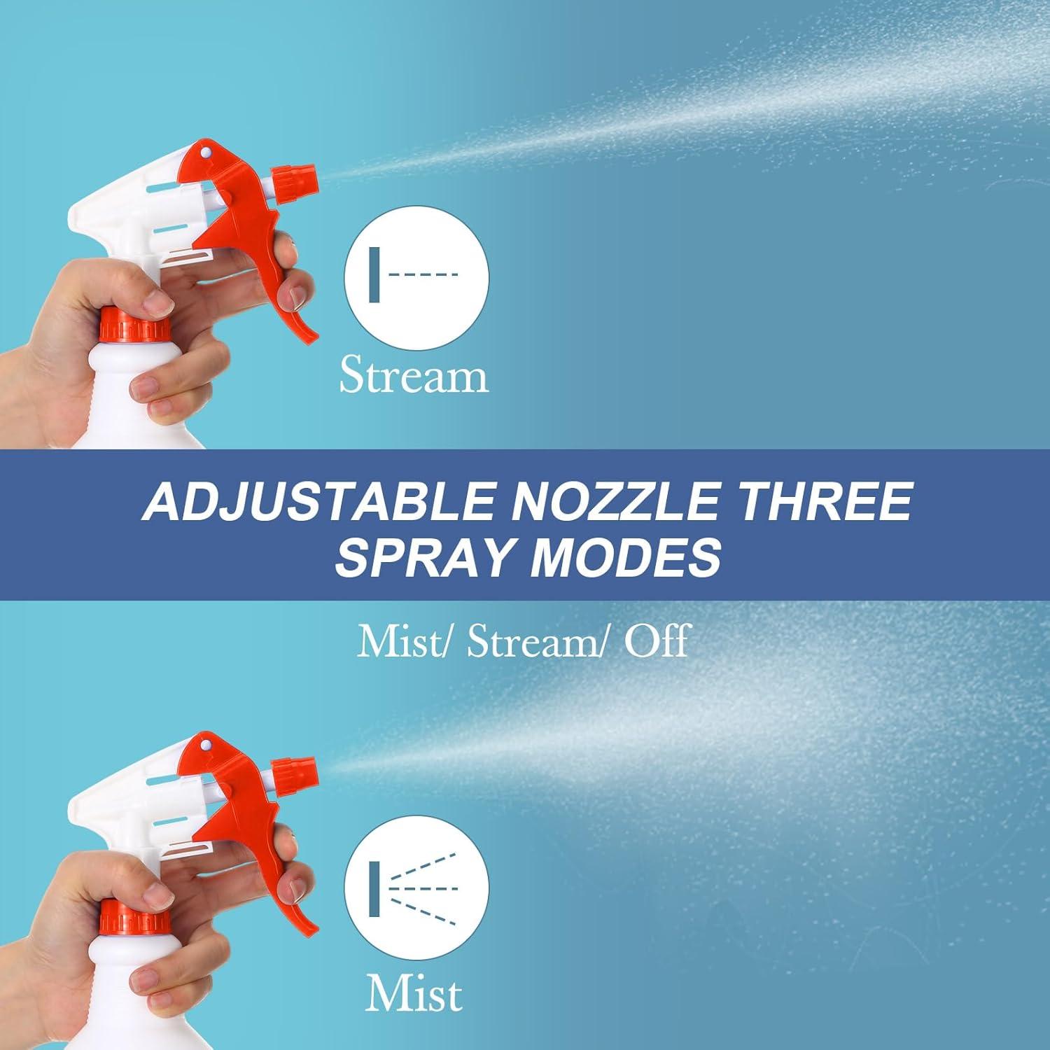 Zubebe 24 Botellas Spray 1000ml HDPE Ajustables Multicolor