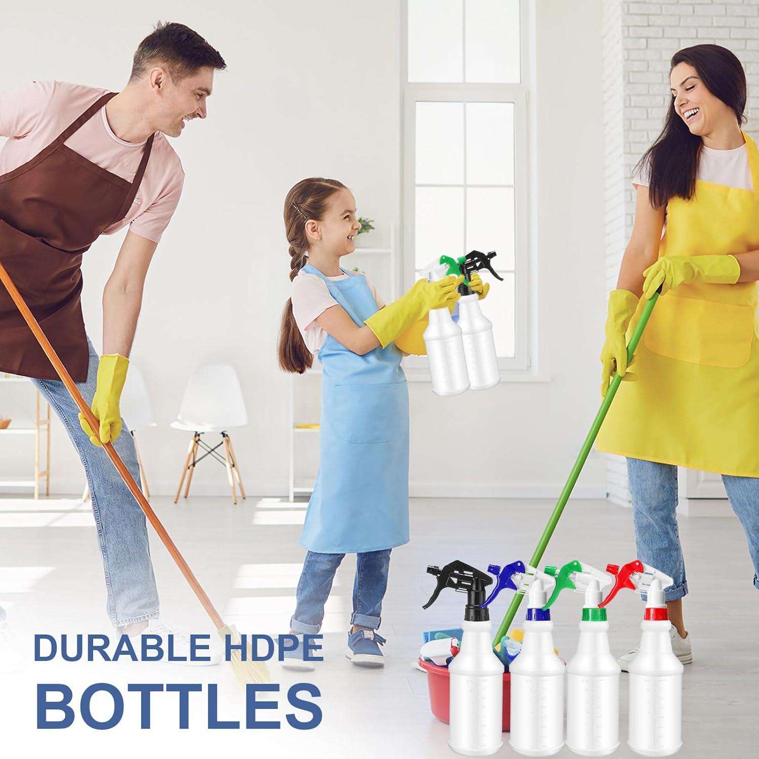 Zubebe 24 Botellas Spray 1000ml HDPE Ajustables Multicolor