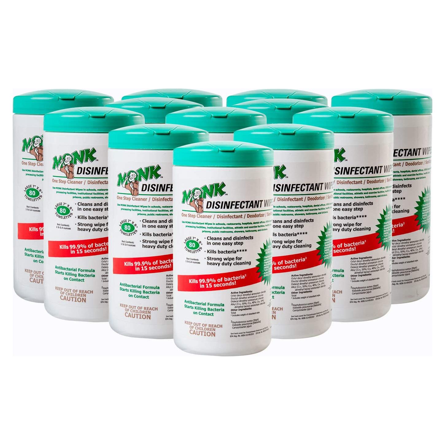 Toallitas Desinfectantes Monk Dreumex, 12 Paquetes de 80 Unidades