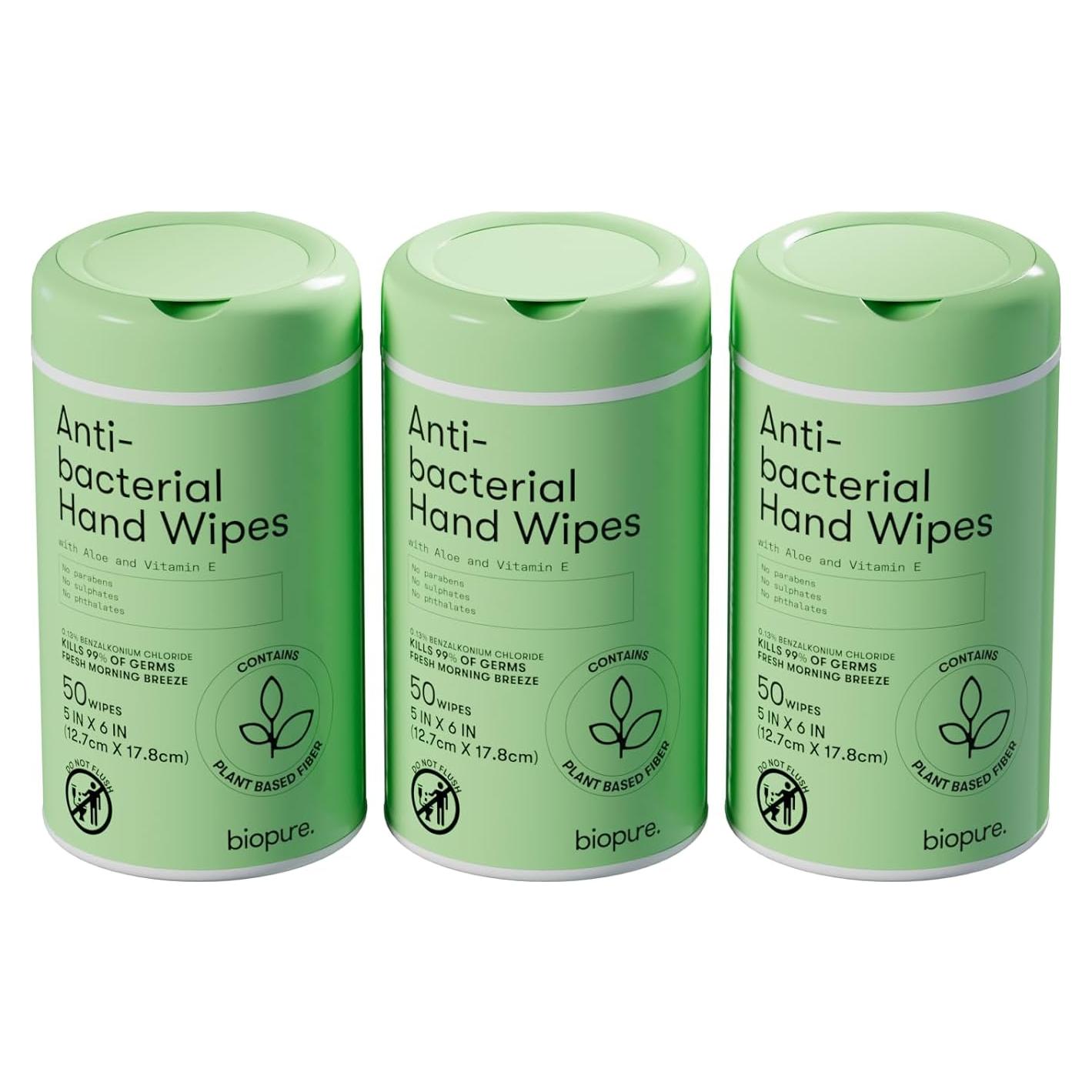 Toallitas Antibacteriales Biopure 150 ct Aloe Vitamina E 12.7x17.8cm