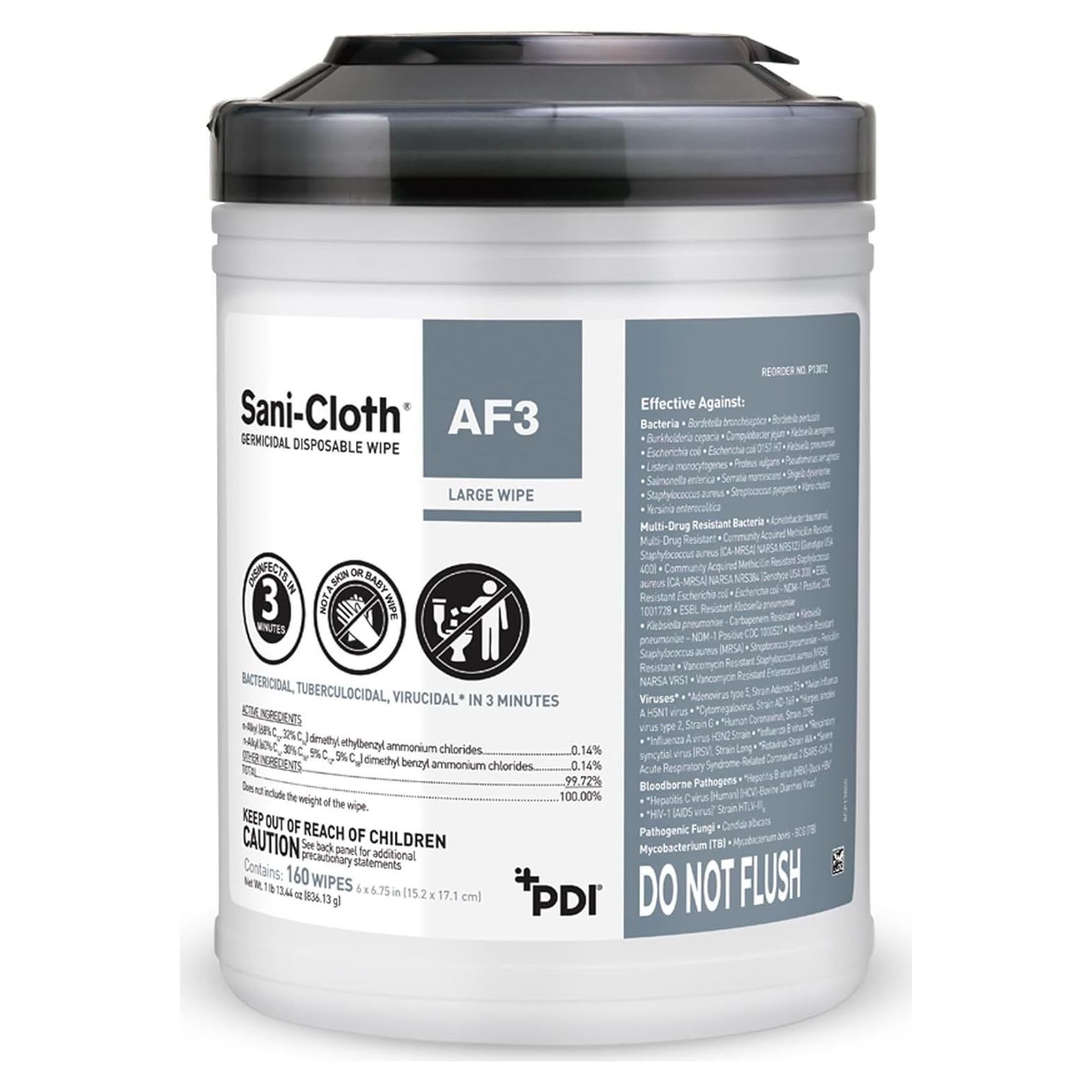 Toallitas Desinfectantes Sani-Cloth AF3 Sin Alcohol 160 Unidades