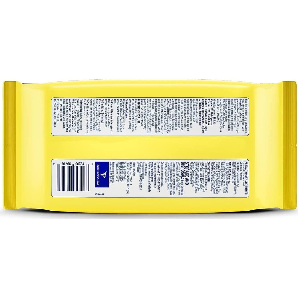 Toallitas Desinfectantes Lysol 80 Unidades Flor de Limón