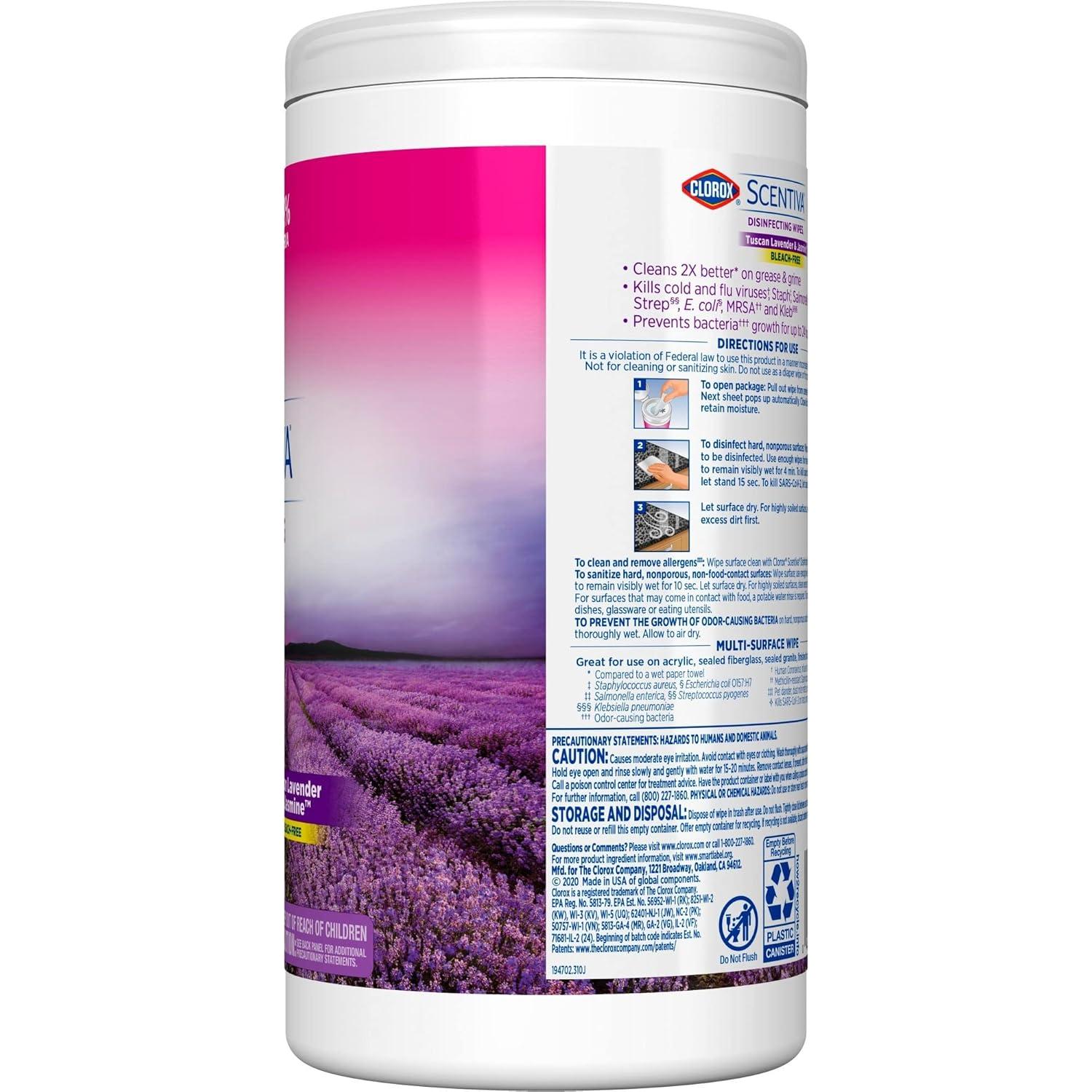 Toallitas Desinfectantes Clorox Scentiva Lavanda 75 Unidades