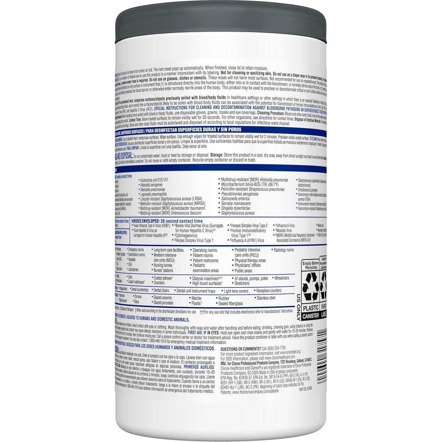 Toallitas Desinfectantes Clorox Healthcare VersaSure 85 Unidades