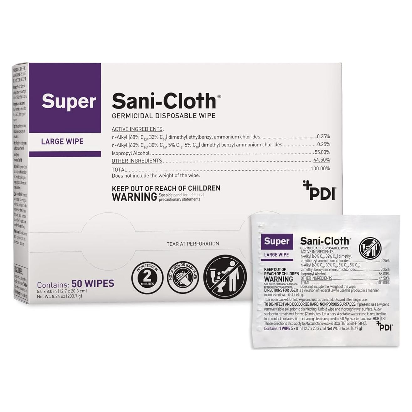 Toallitas Germicidas Desechables Super Sani-Cloth 50 Unidades