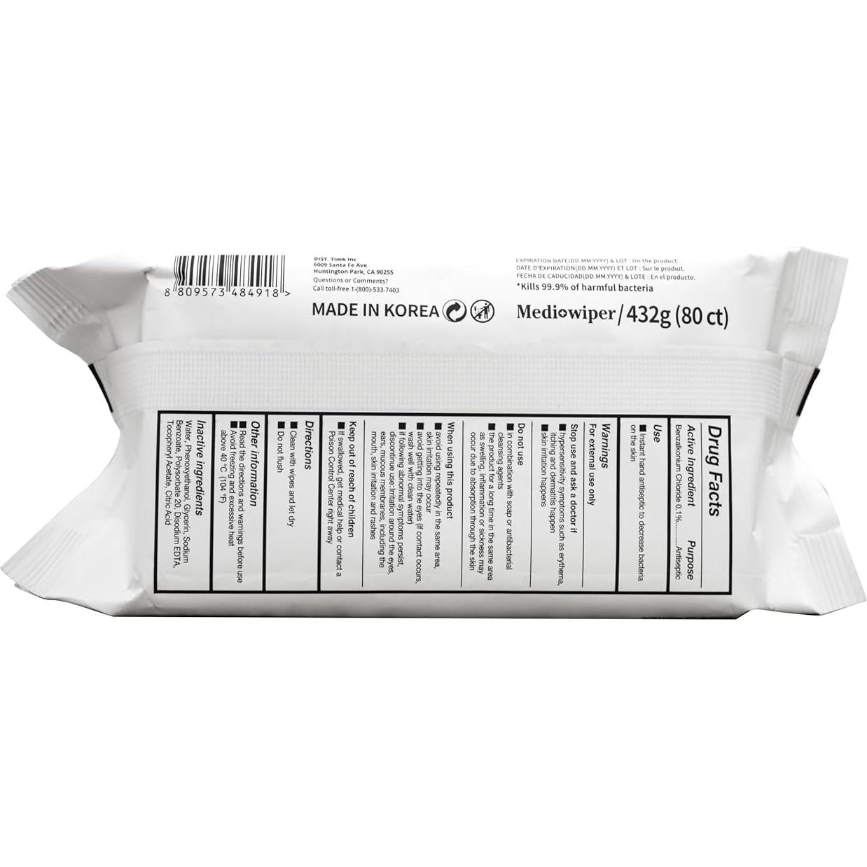 Toallitas Desinfectantes para Manos MEDIWIPER 320 Unidades