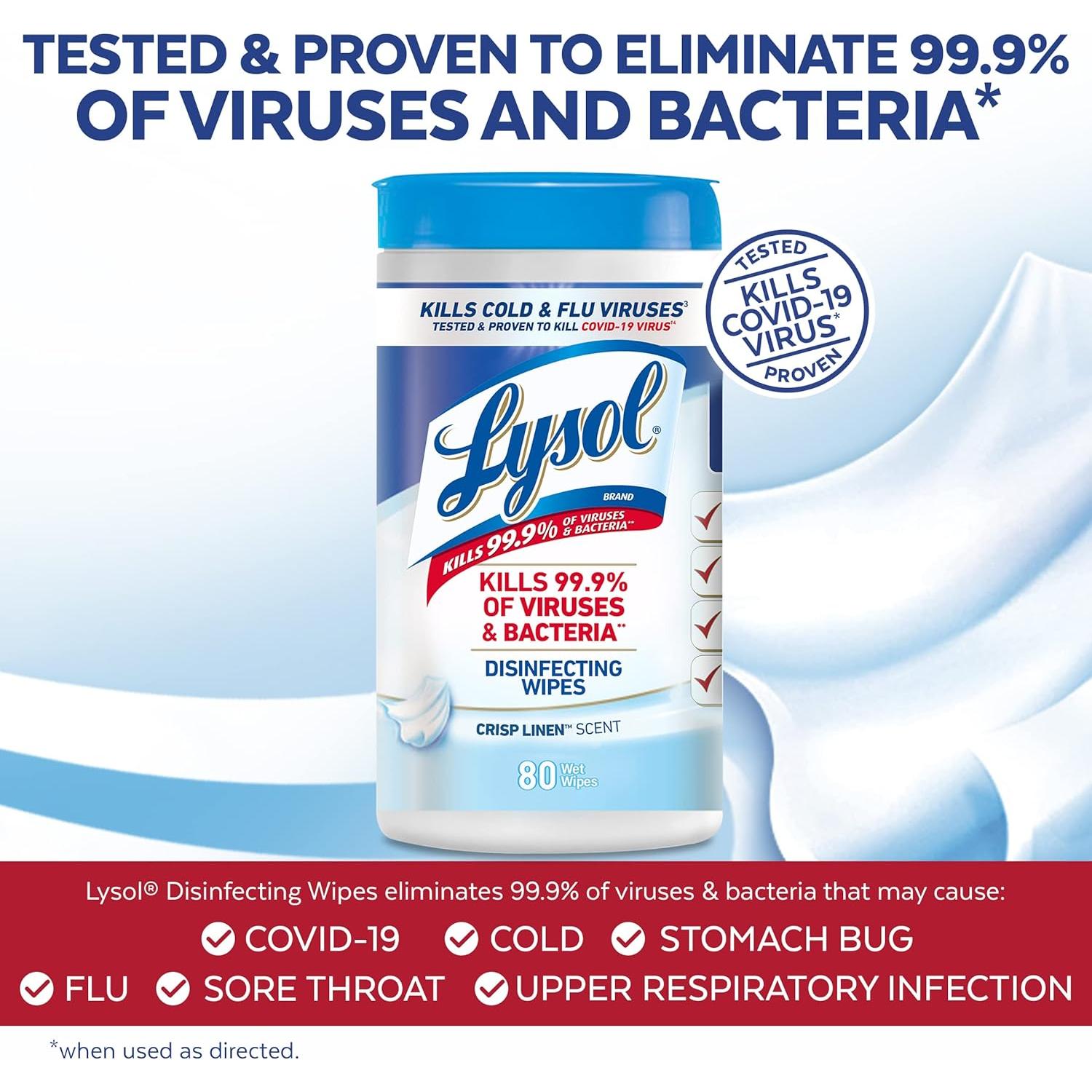 Toallitas Desinfectantes Lysol Multi-Superficie Lino Fresco 80 Unidades