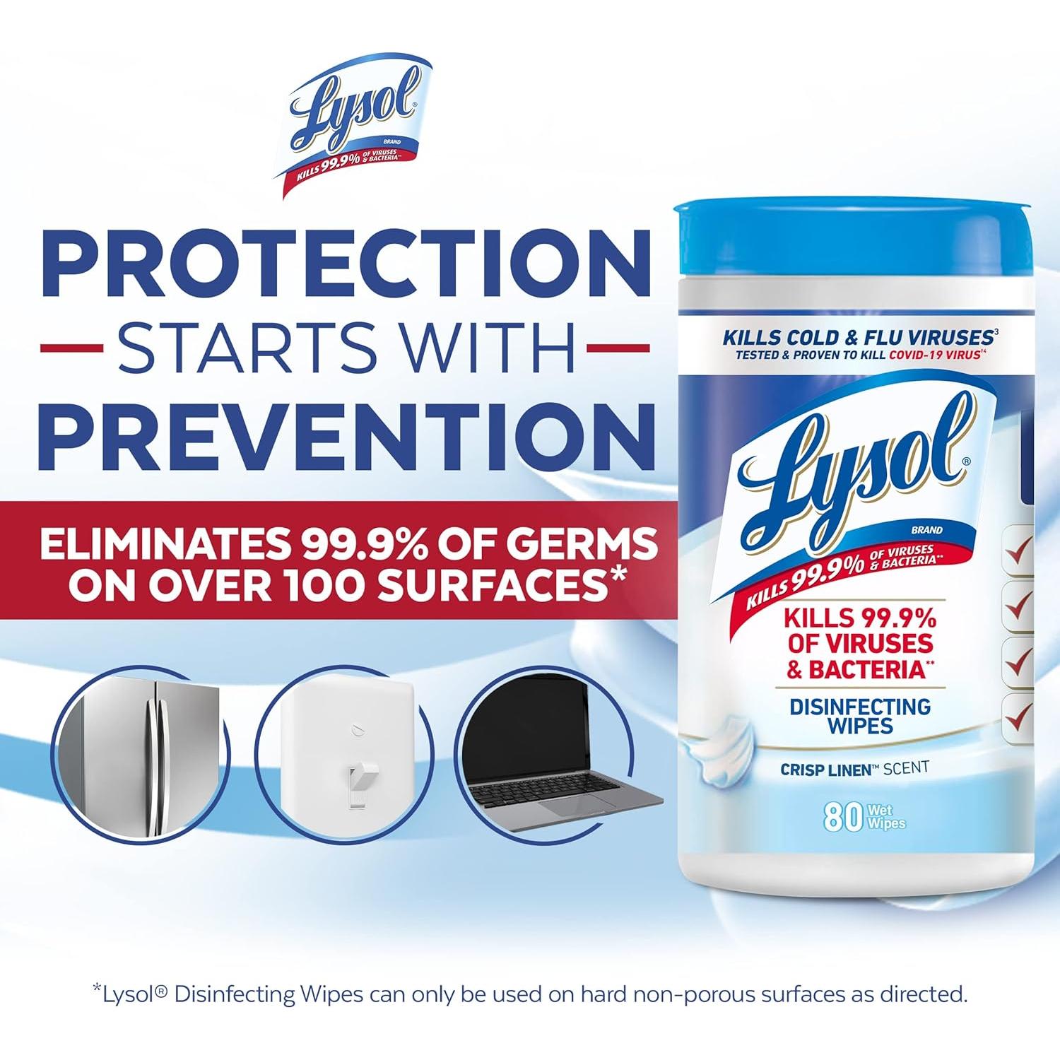 Toallitas Desinfectantes Lysol Multi-Superficie Lino Fresco 80 Unidades