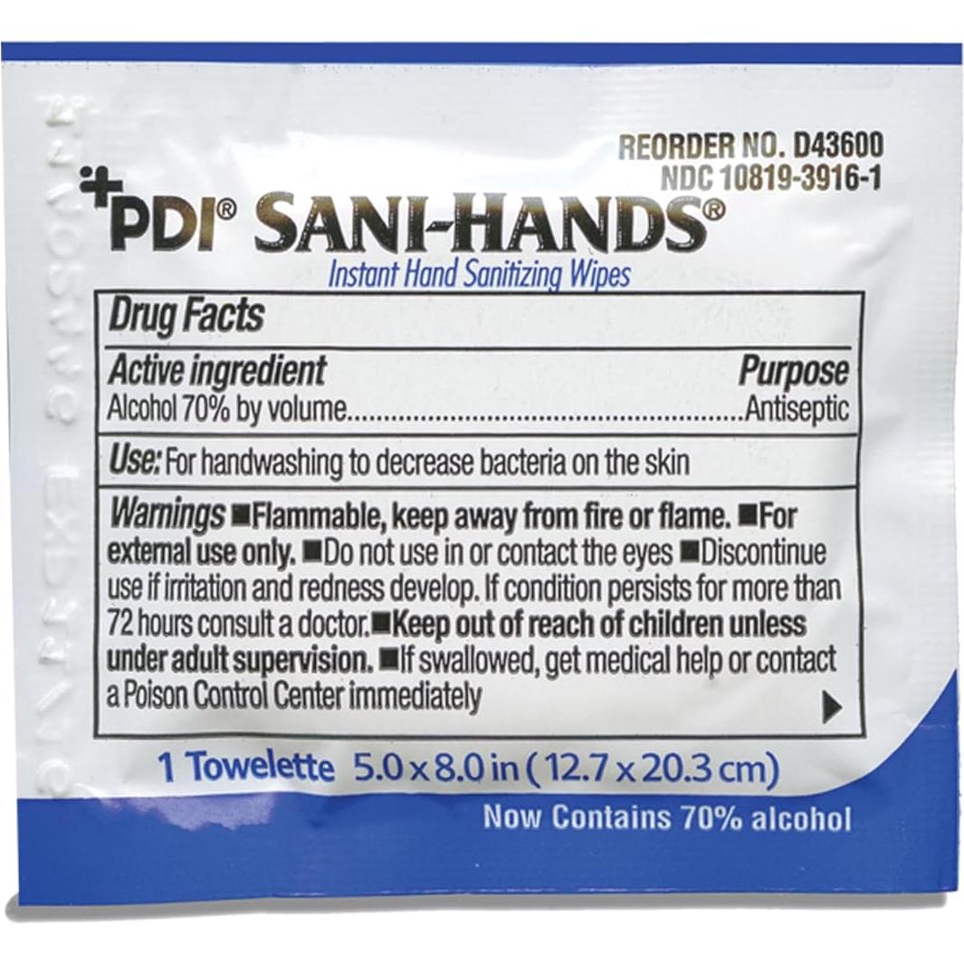 Toallitas Desinfectantes Sani-Hands 100 Unidades 12.7x19.7cm