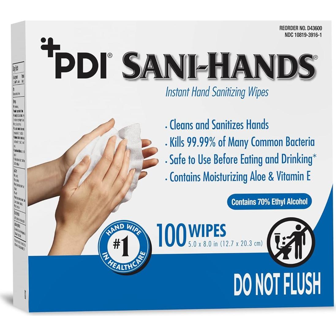 Toallitas Desinfectantes Sani-Hands 100 Unidades 12.7x19.7cm