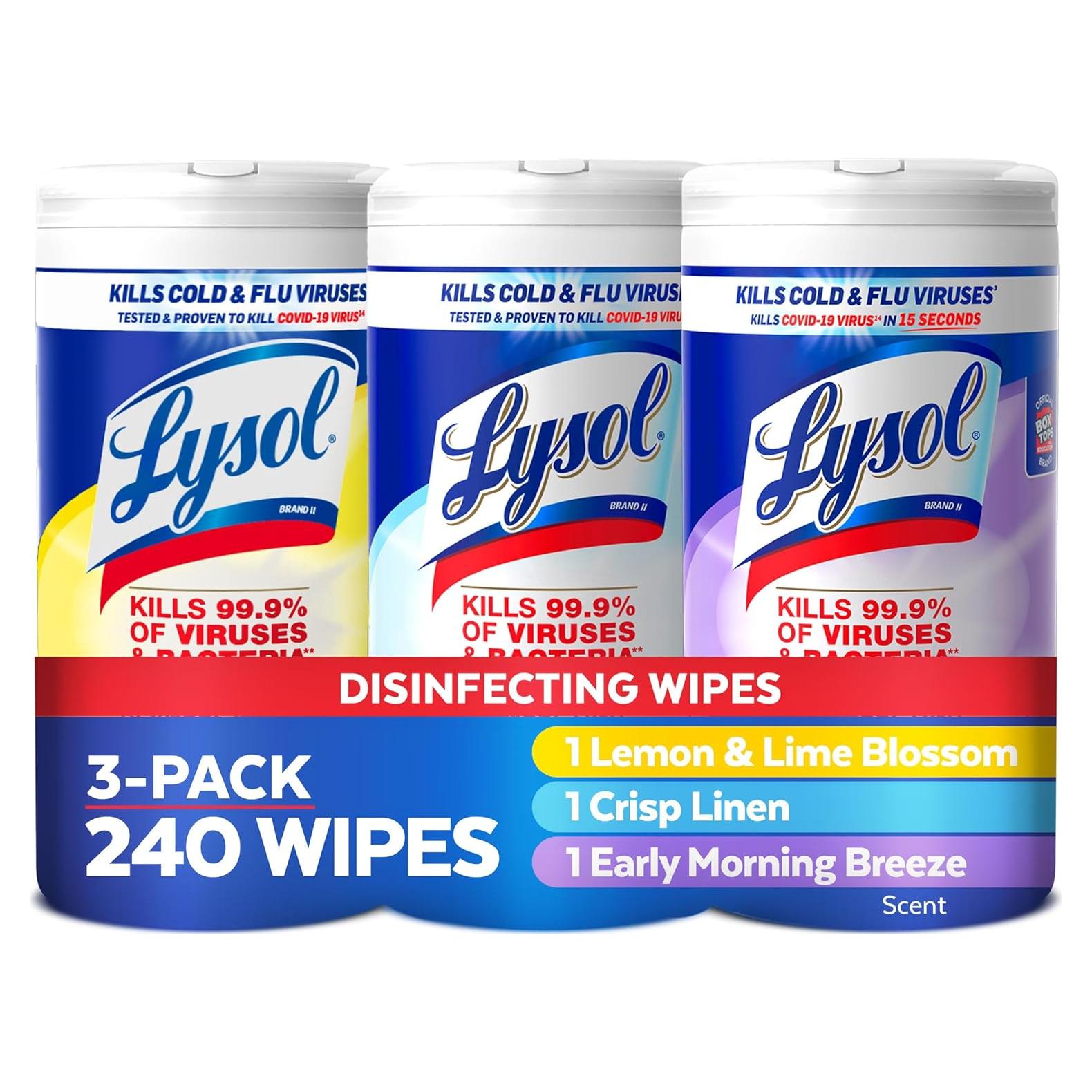 Toallitas Desinfectantes Lysol 80 Unidades Multiusos 3pk