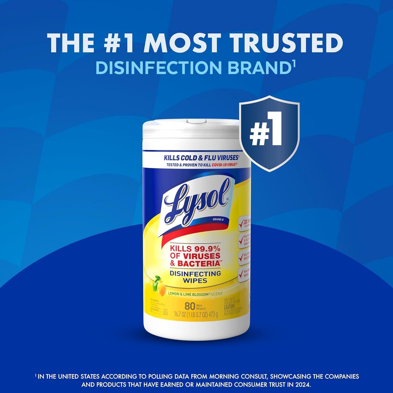 Toallitas Desinfectantes Lysol 80 Unidades Multiusos 3pk