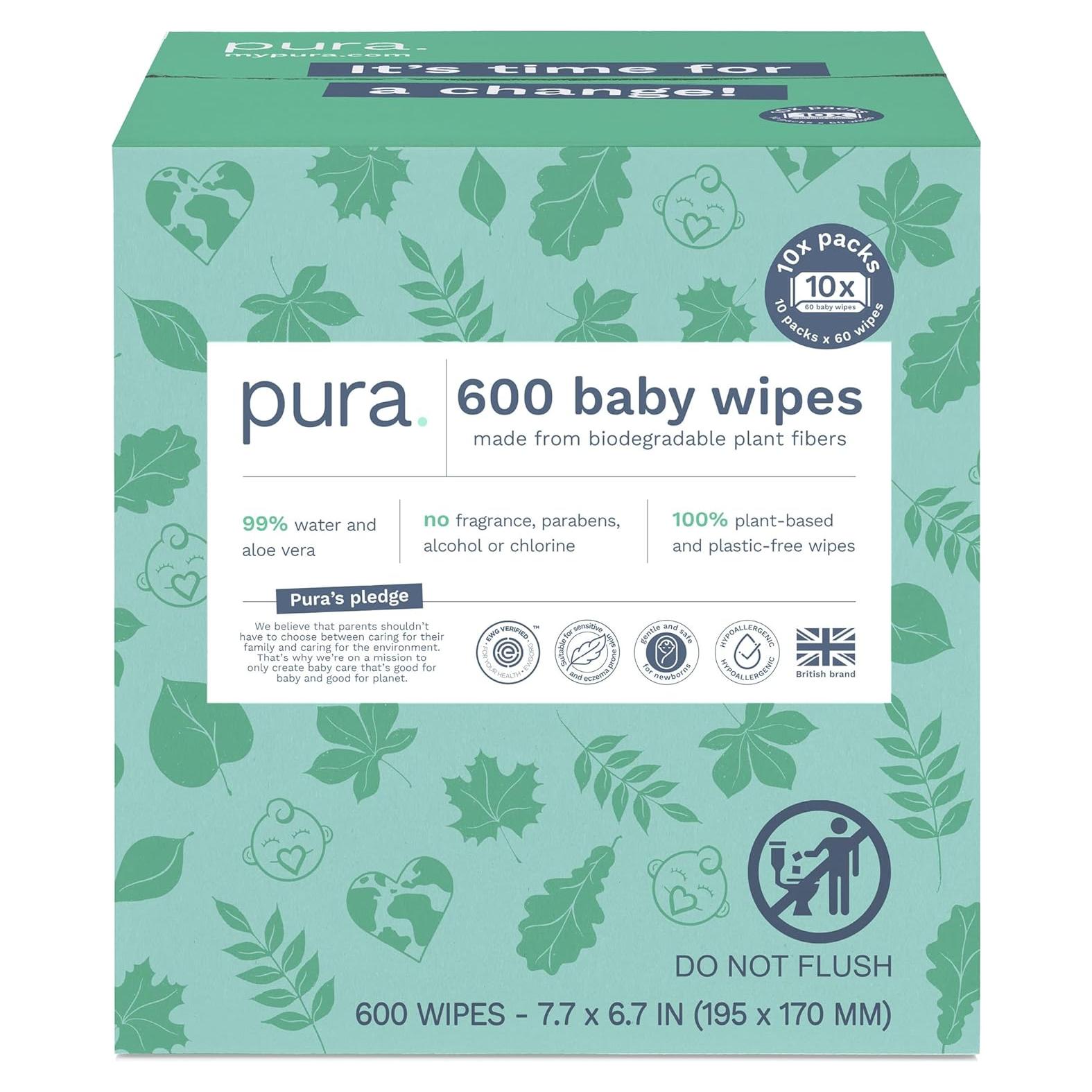 Toallitas Húmedas Pura Natural 600 Unidades Hipoalergénicas