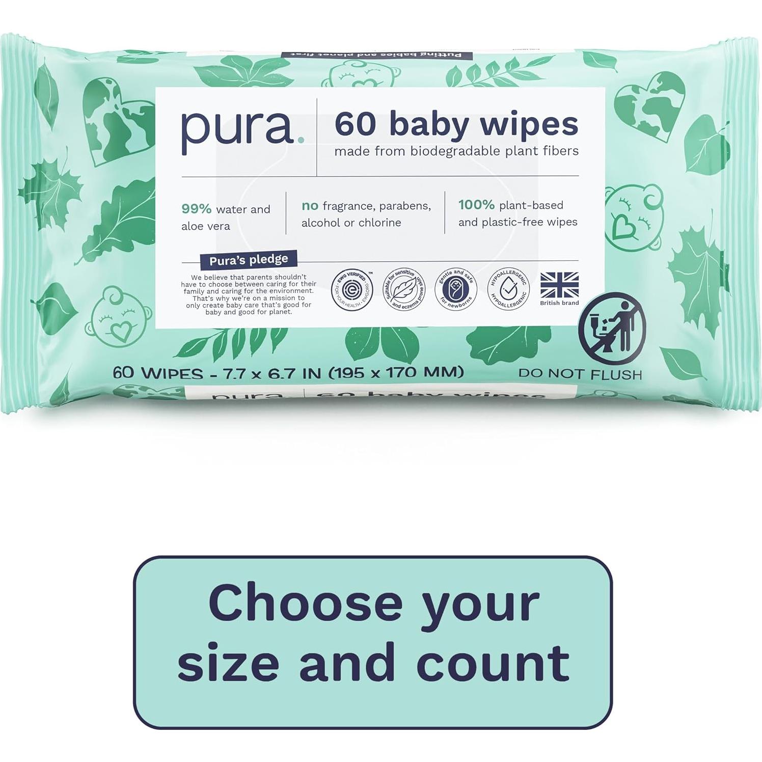 Toallitas Húmedas Pura Natural 600 Unidades Hipoalergénicas