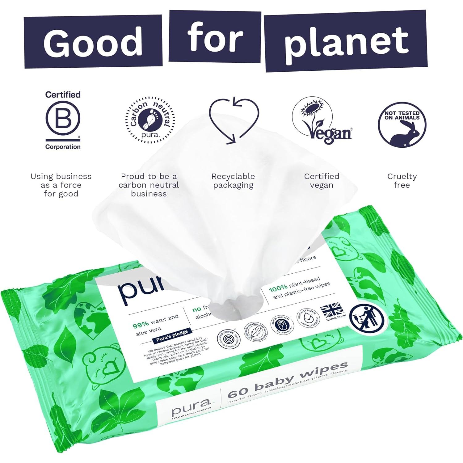 Toallitas Húmedas Pura Natural 600 Unidades Hipoalergénicas