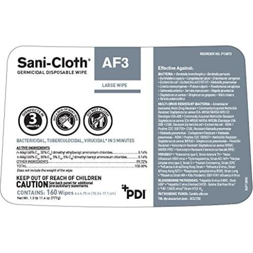 Toallitas desechables desinfectantes Sani-Cloth AF3 - 160 unidades