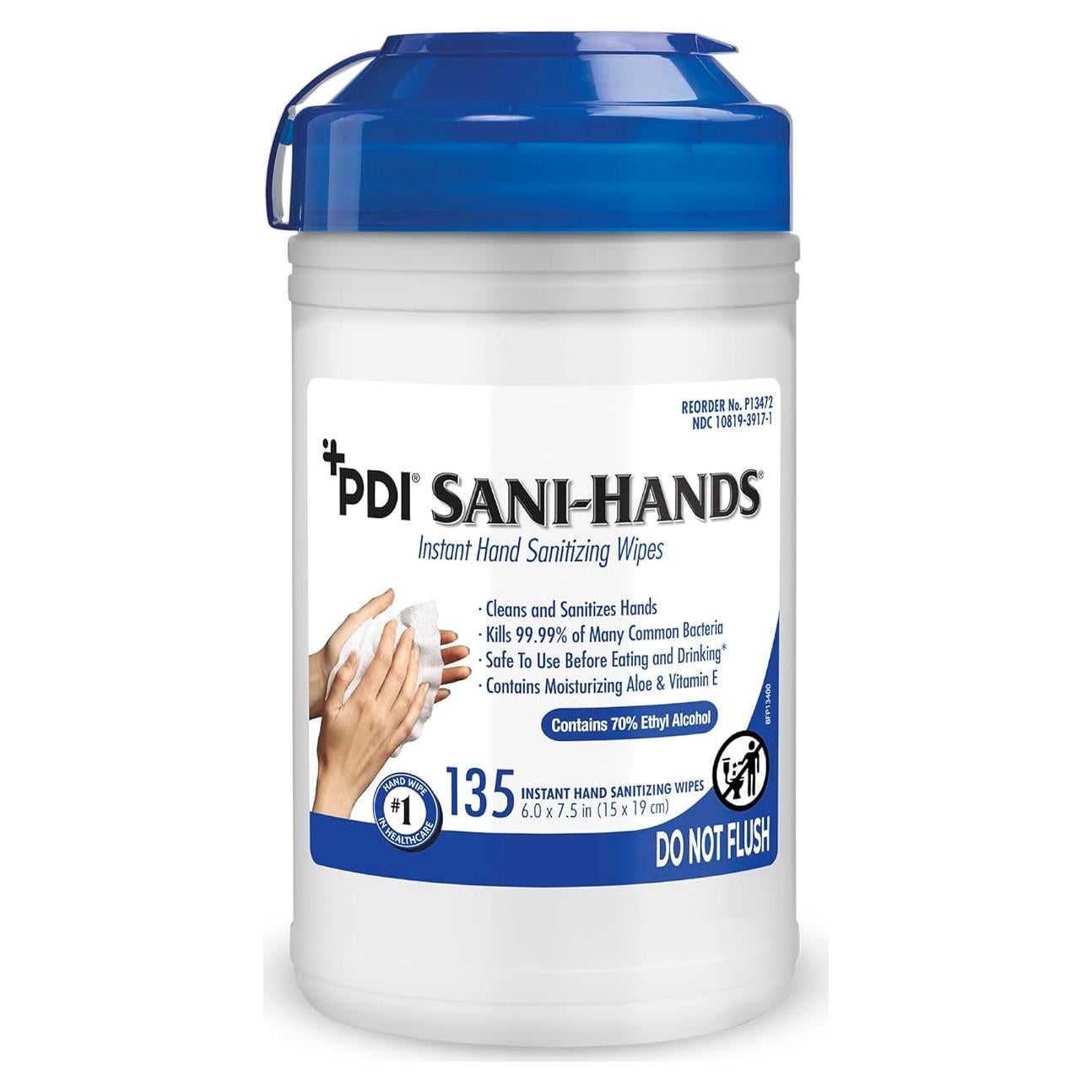 Toallitas Antibacteriales Sani-Hands con Aloe y Vitamina E 135 Unidades
