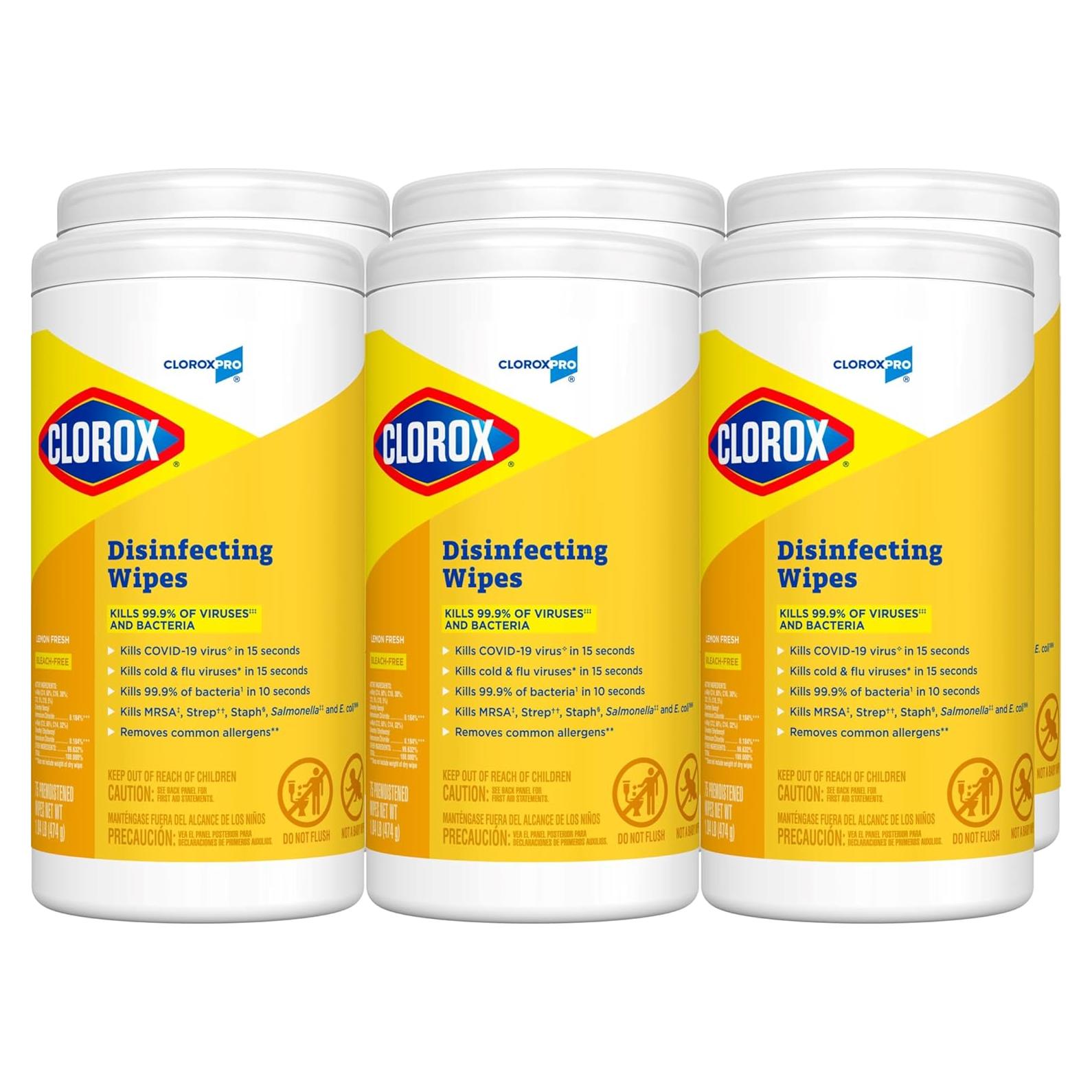 Toallitas Desinfectantes CloroxPro Limón 75 Unidades Paquete 6