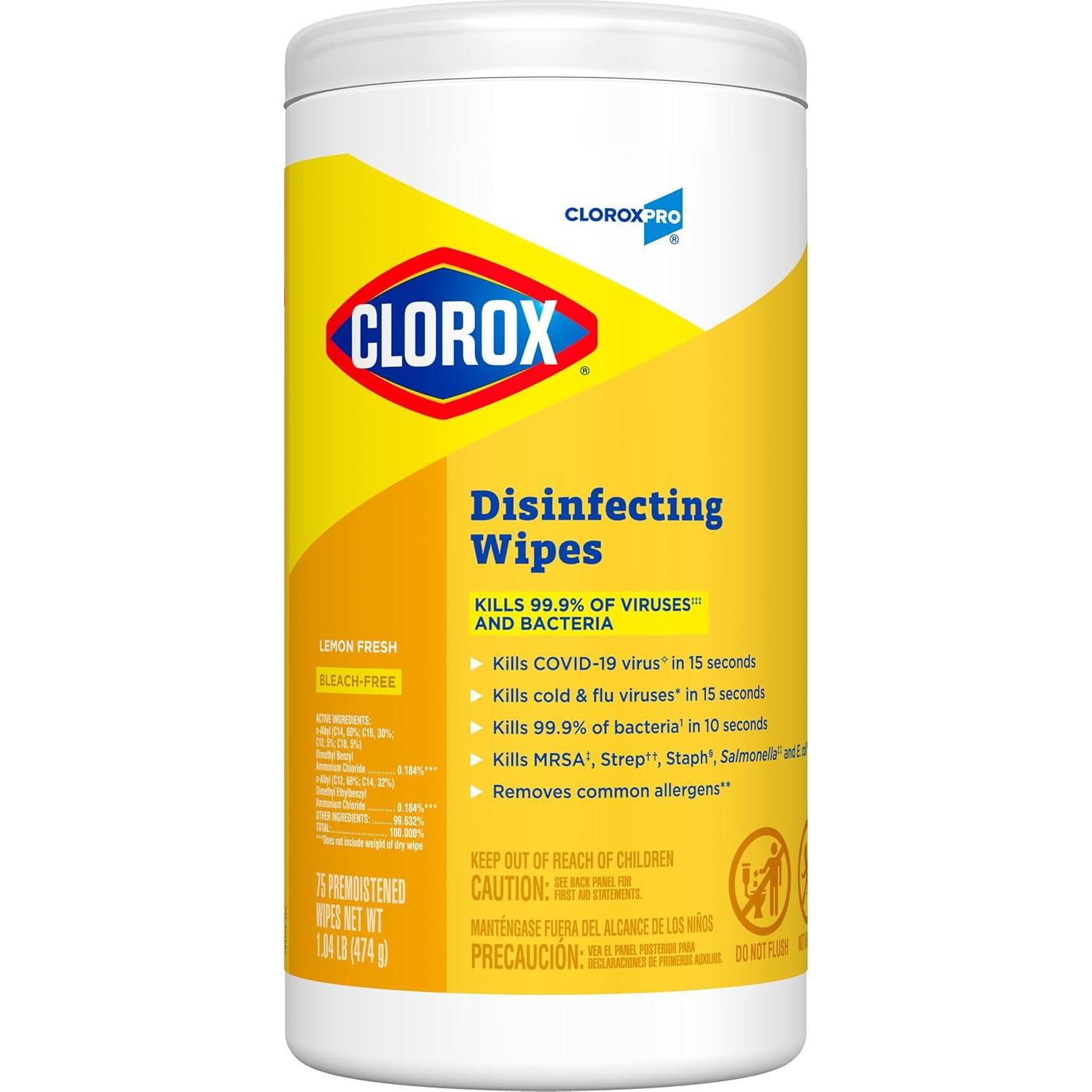 Toallitas Desinfectantes CloroxPro Limón 75 Unidades Paquete 6