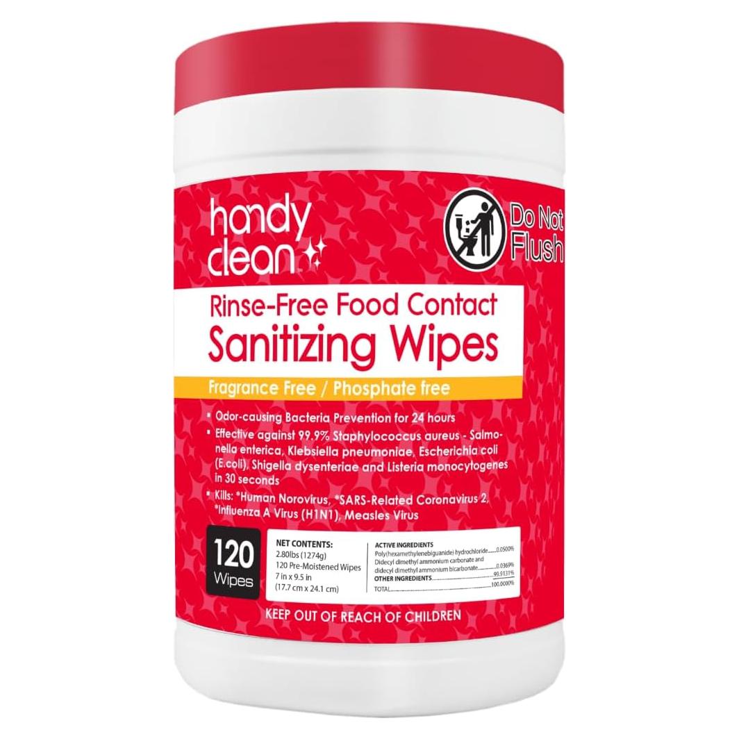 Toallitas Desinfectantes HandyClean 120 Unidades Sin Enjuague