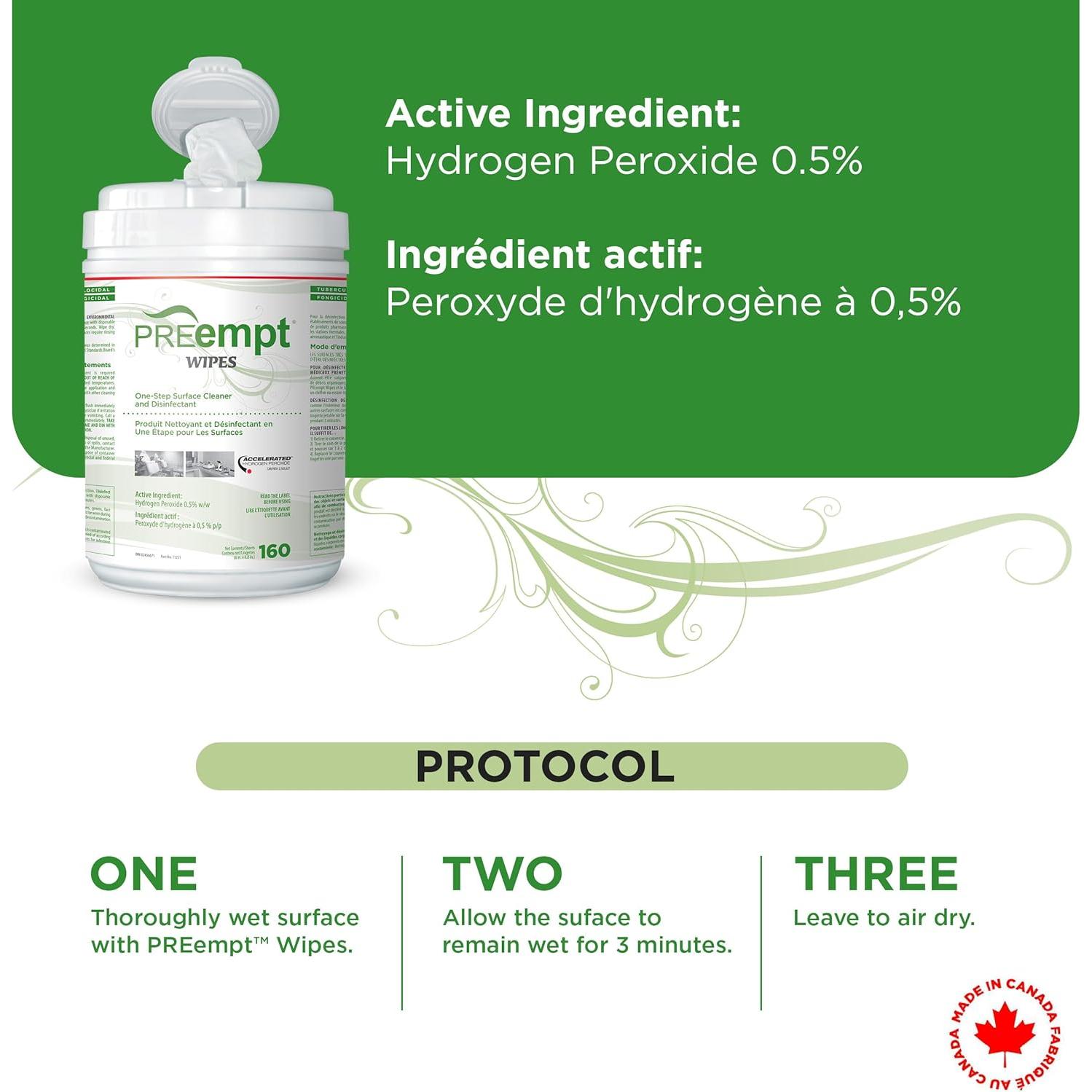 Toallitas Desinfectantes Preempt 160 Unidades Grado Hospitalario