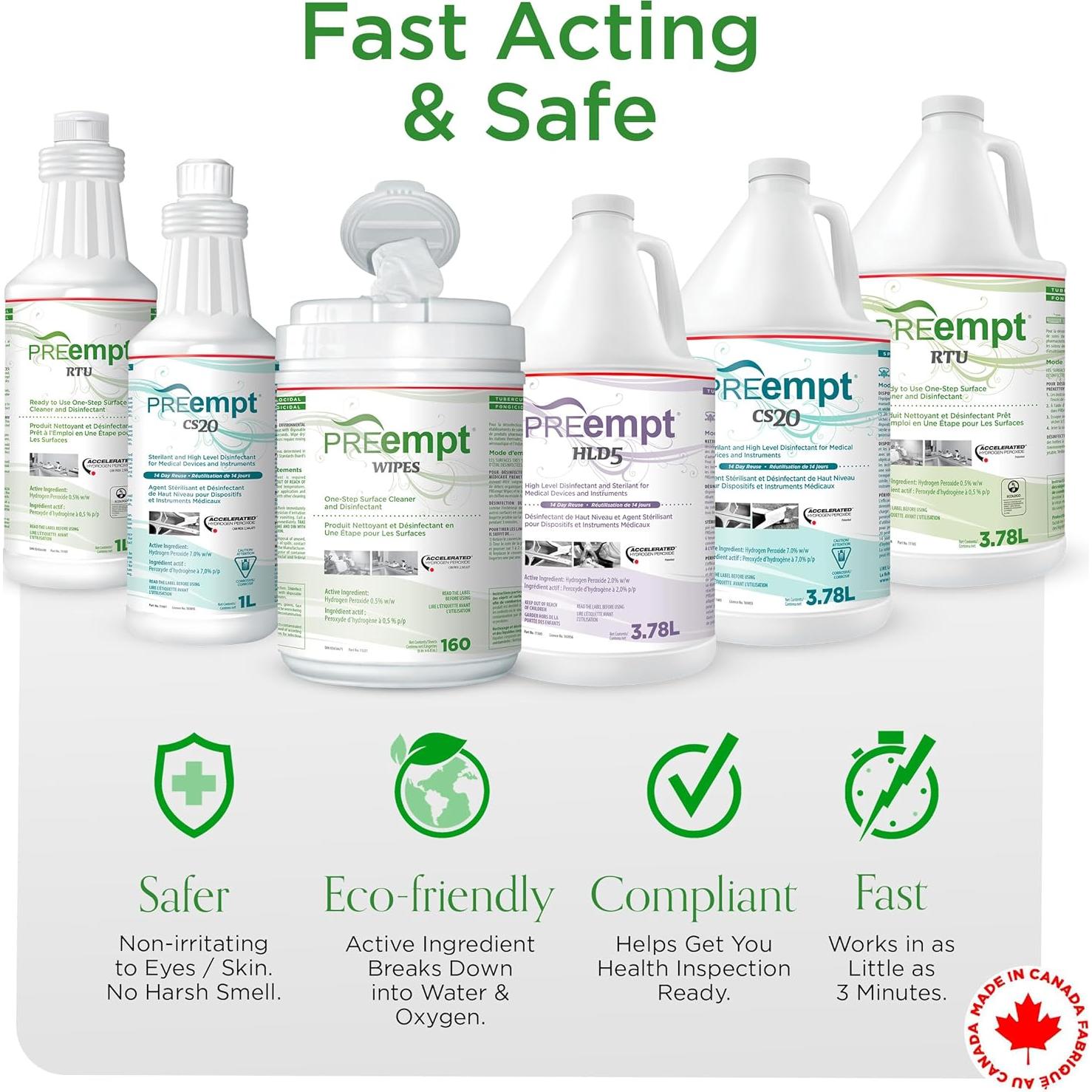 Toallitas Desinfectantes Preempt 160 Unidades Grado Hospitalario