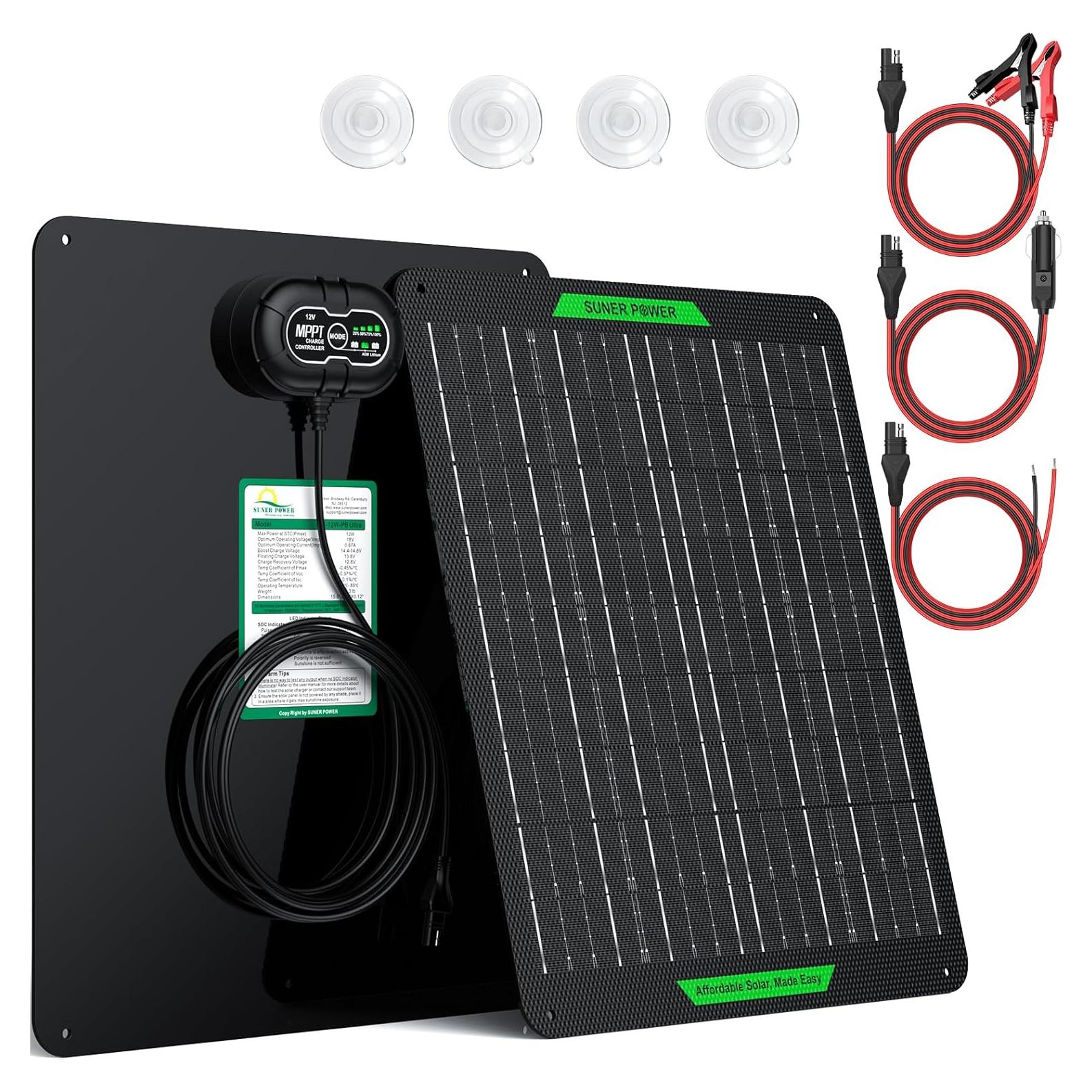 Cargador Solar 20W 12V SUNER POWER MPPT a Prueba de Agua