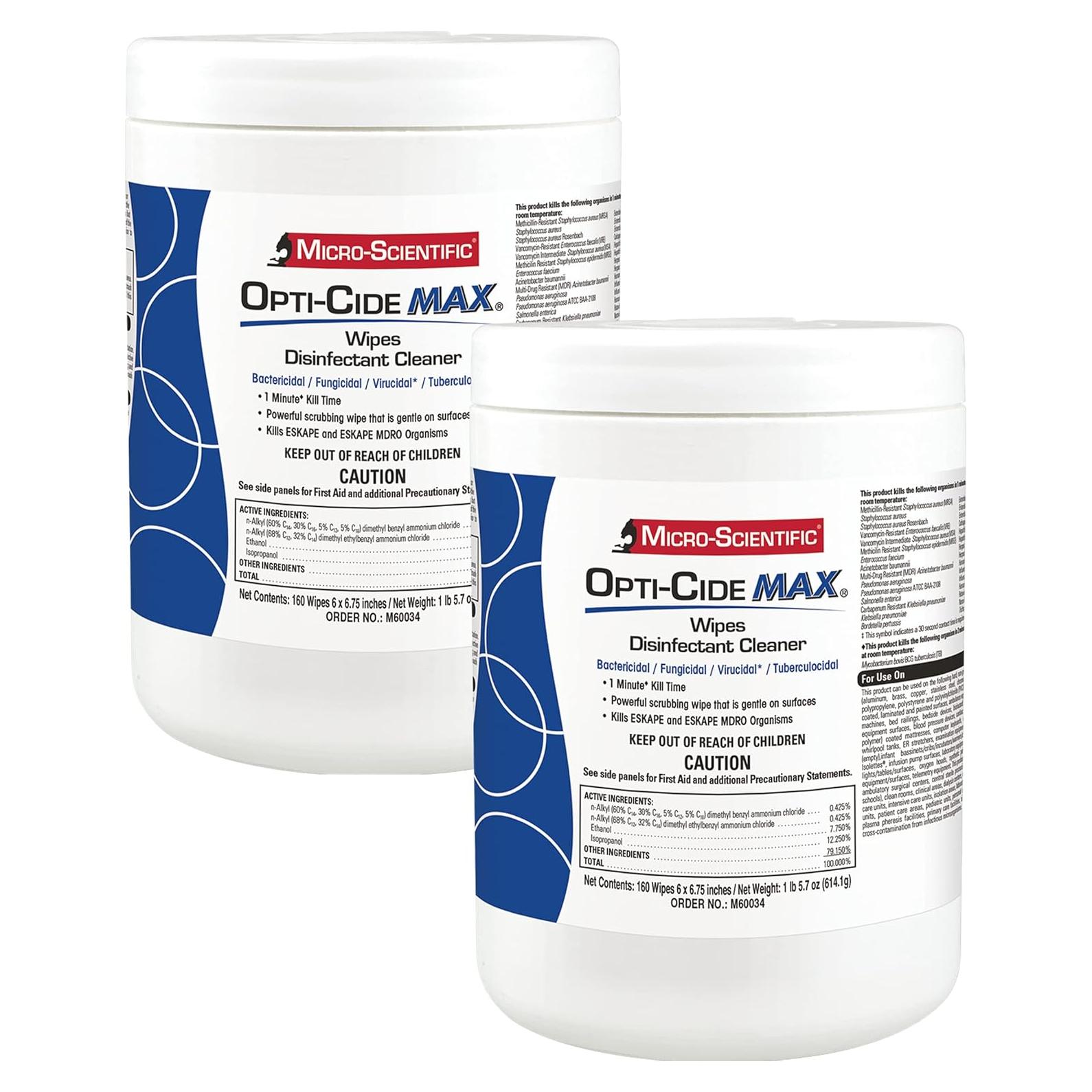 Toallitas Desinfectantes Opti-Cide Max - Paquete de 2 - 320 Unidades