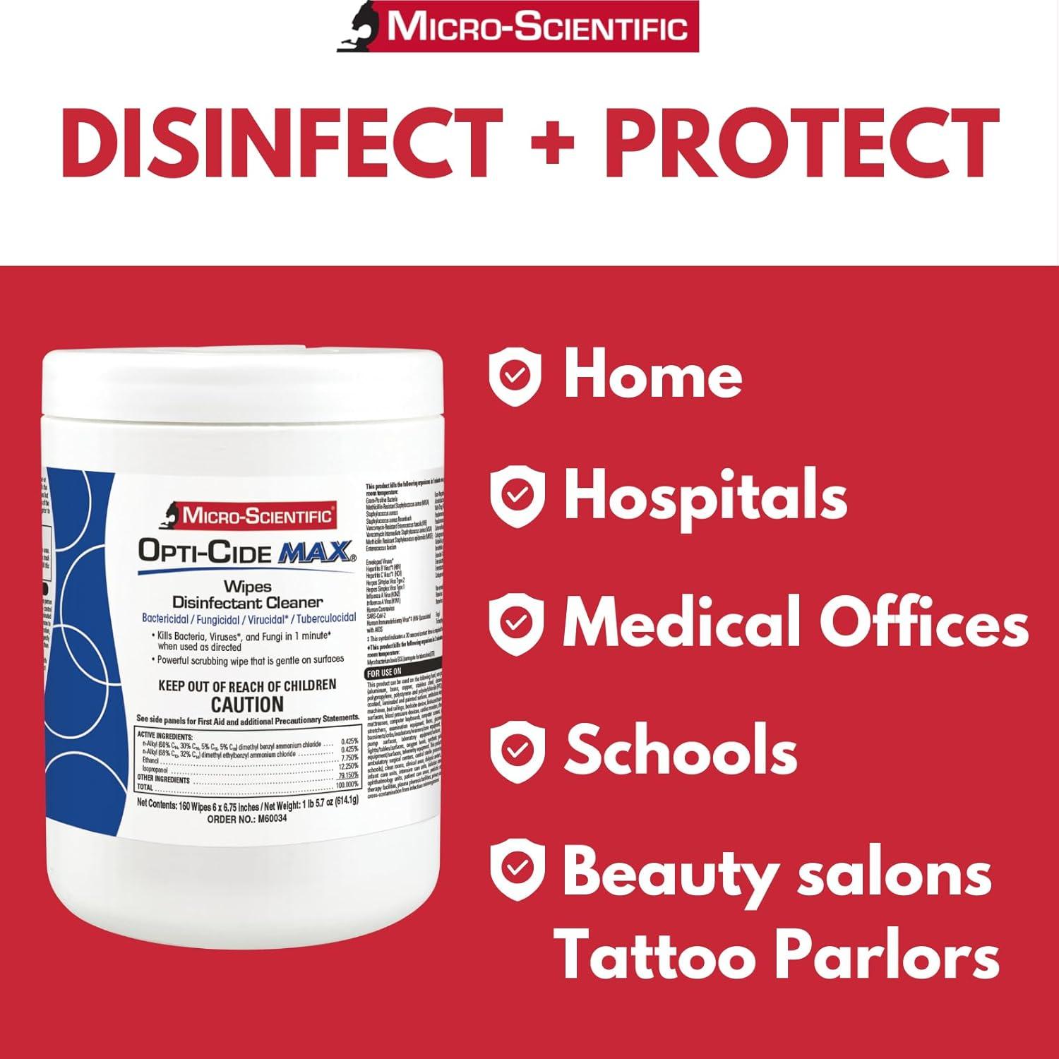 Toallitas Desinfectantes Opti-Cide Max - Paquete de 2 - 320 Unidades