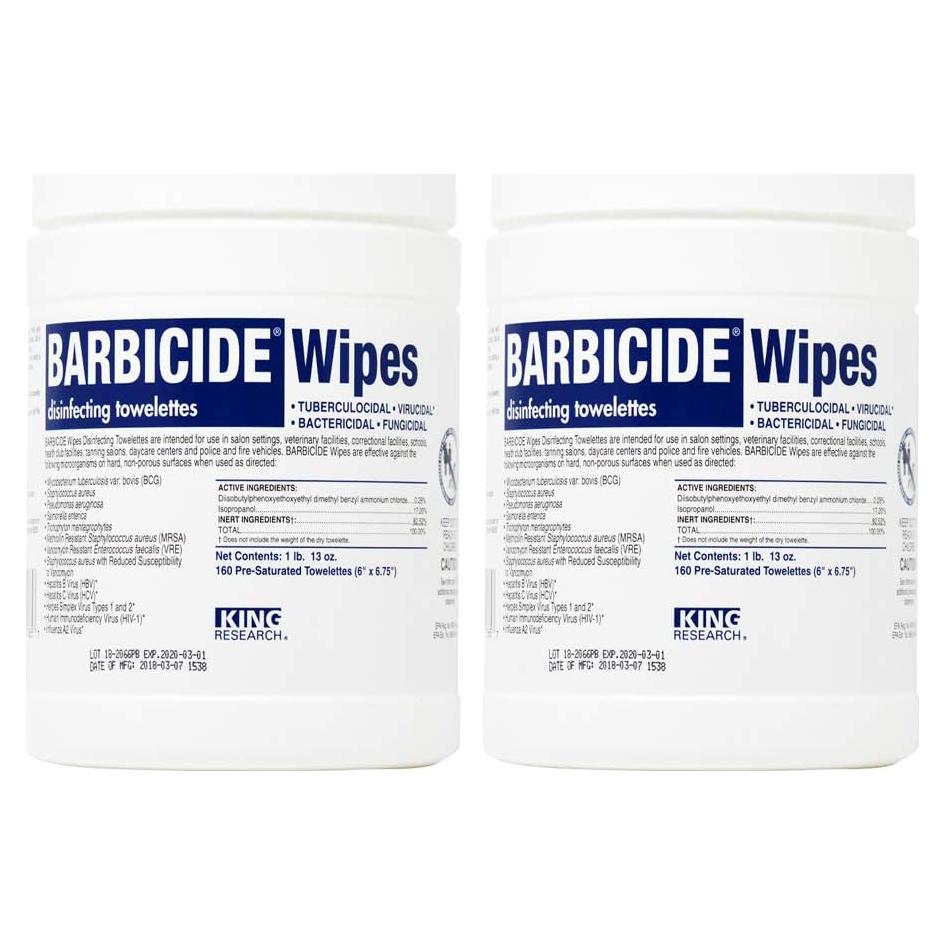 Toallitas Desinfectantes Barbicide 160 Unidades - Bactericidas y Virucidas