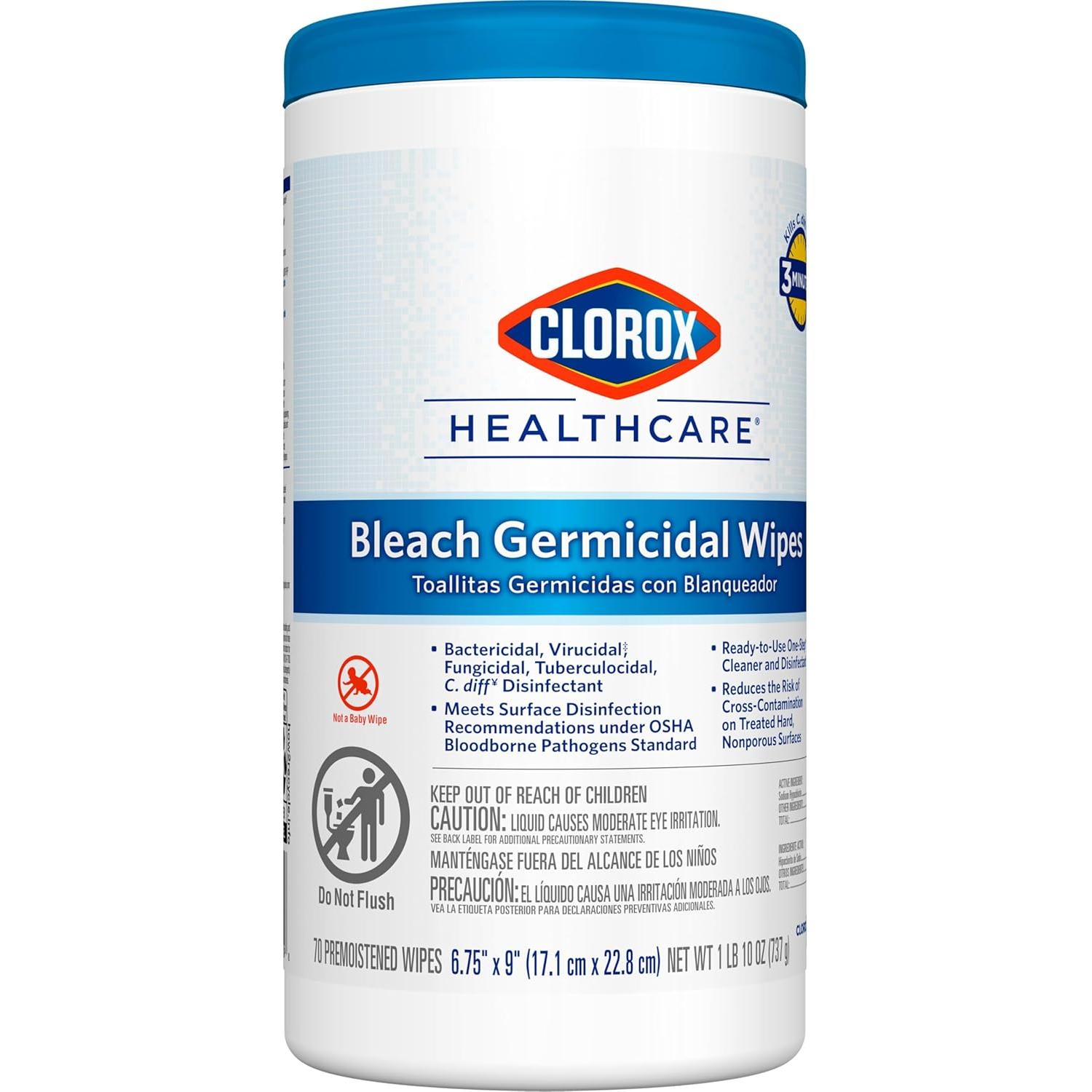 Toallitas Germicidas Clorox Healthcare 70 Unidades 17.1x22.9 cm