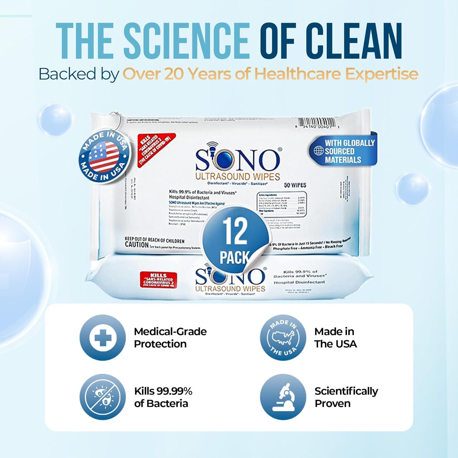 Toallitas Desinfectantes Ultrasónicas SONO - 600 Unidades