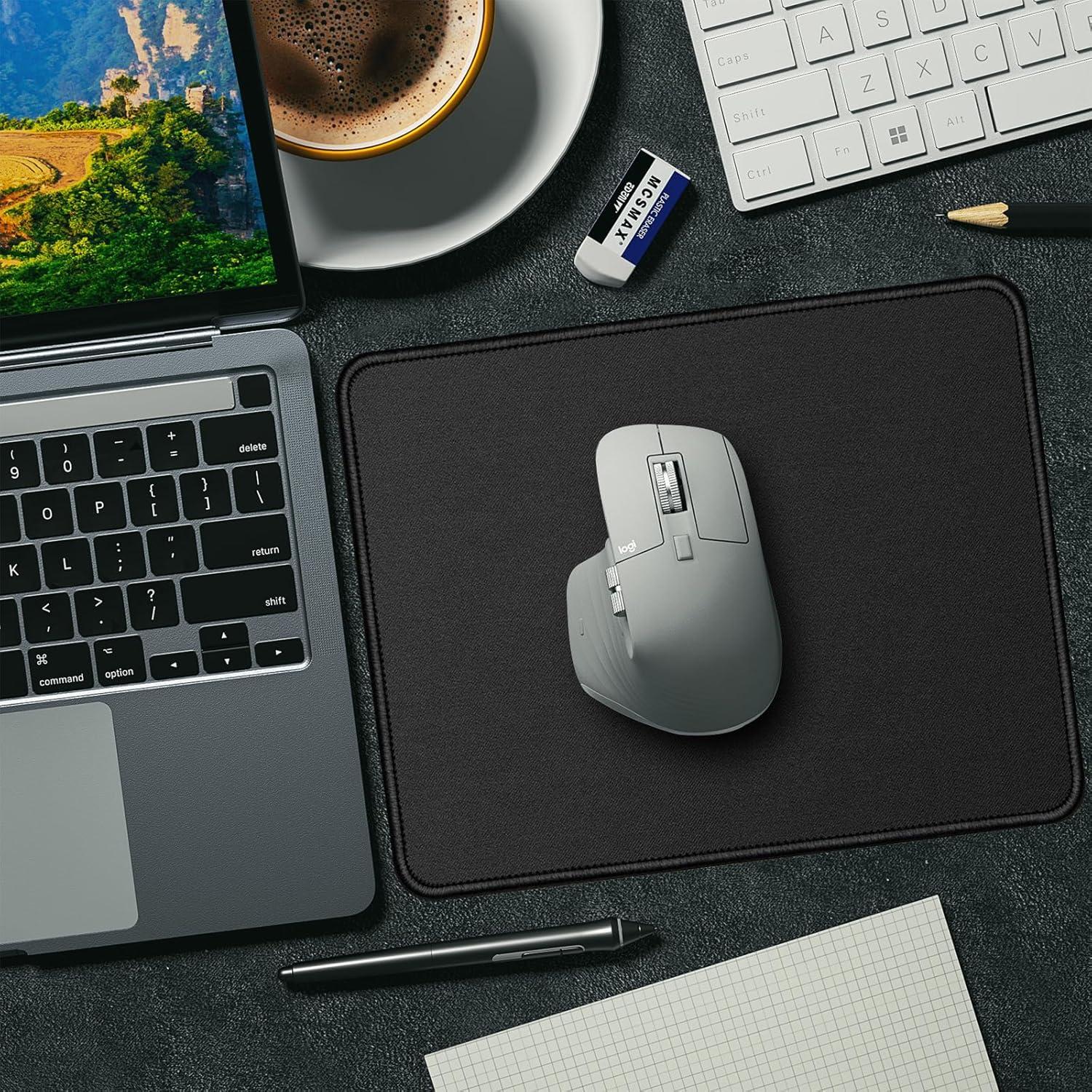 Alfombrillas para Ratón VOSZT 3 PCS Negras Antideslizantes