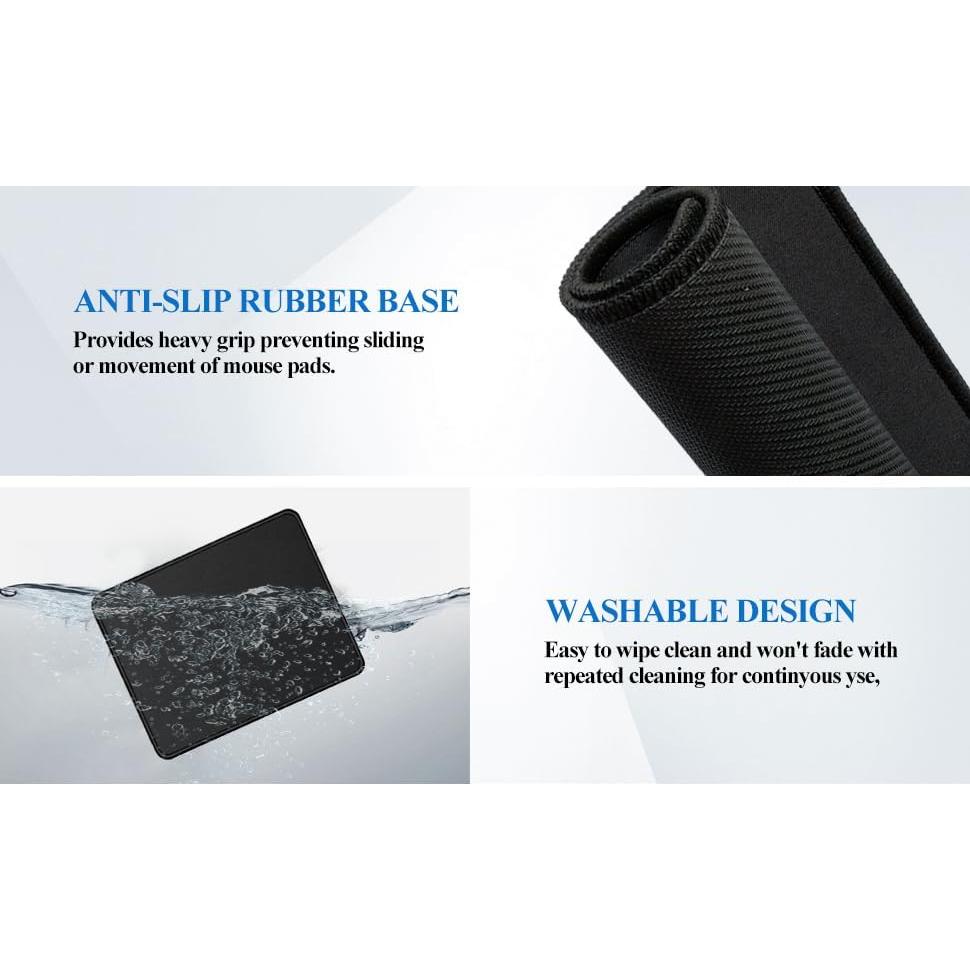 Alfombrillas para Ratón VOSZT 3 PCS Negras Antideslizantes