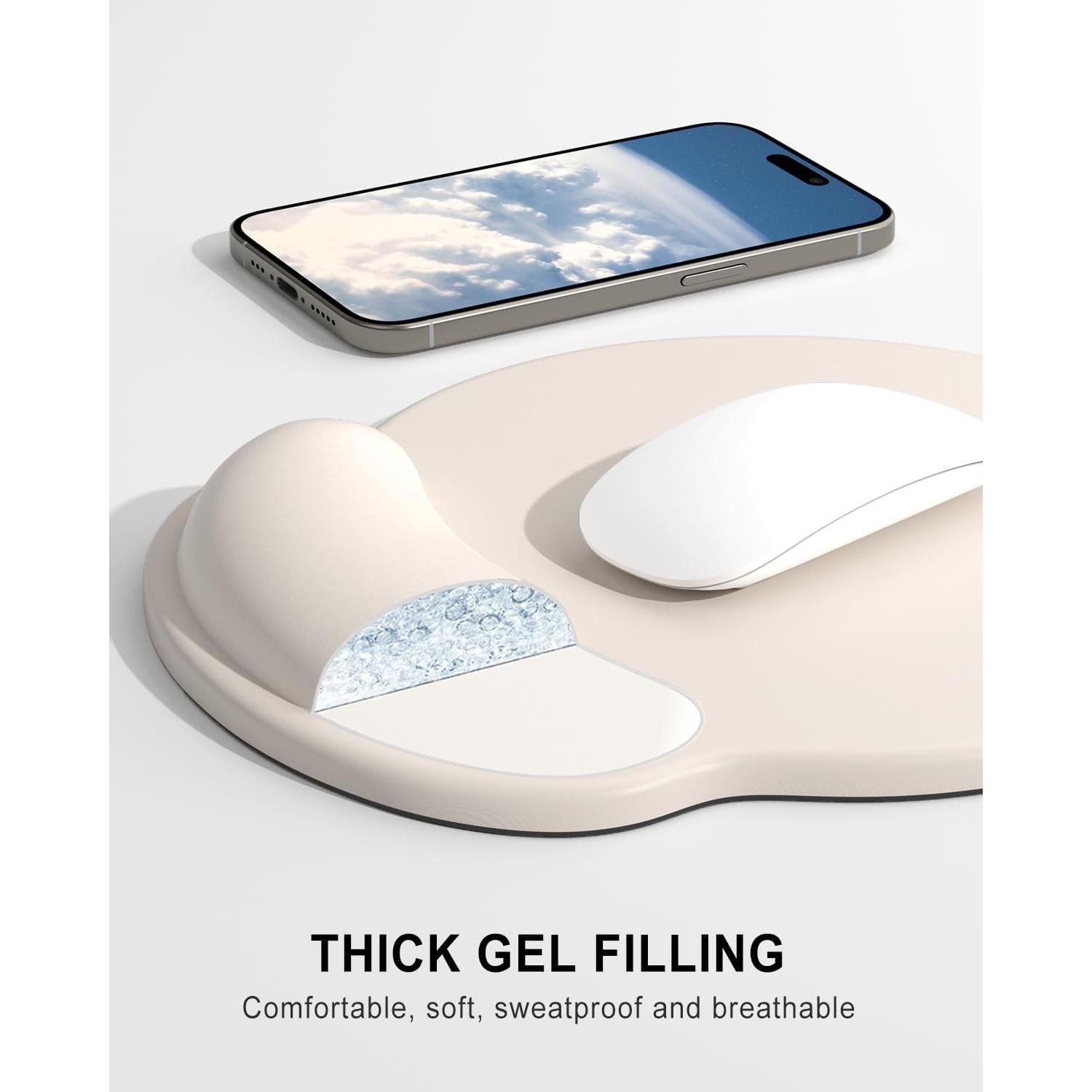 Alfombrilla de Ratón Ergonómica Auhoahsil Beige con Reposamuñecas