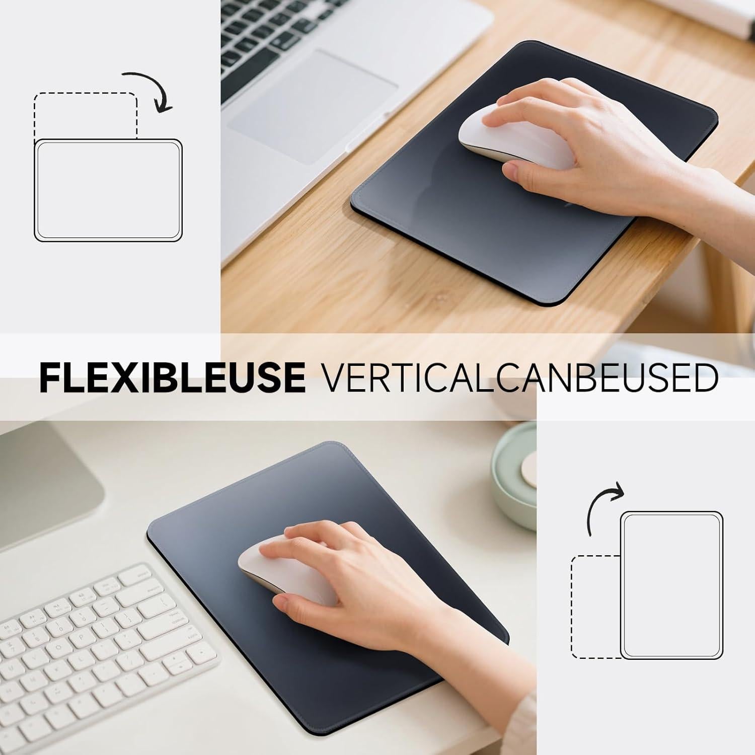 Premium Mouse Pad with Stitched Edges – 10.2 x 8.3 in | Smooth, Washable Mat with Non-Slip Base | Personalized Cute MousePads for Laptop, Computer, Office, Home (Gray-Black Gradient)