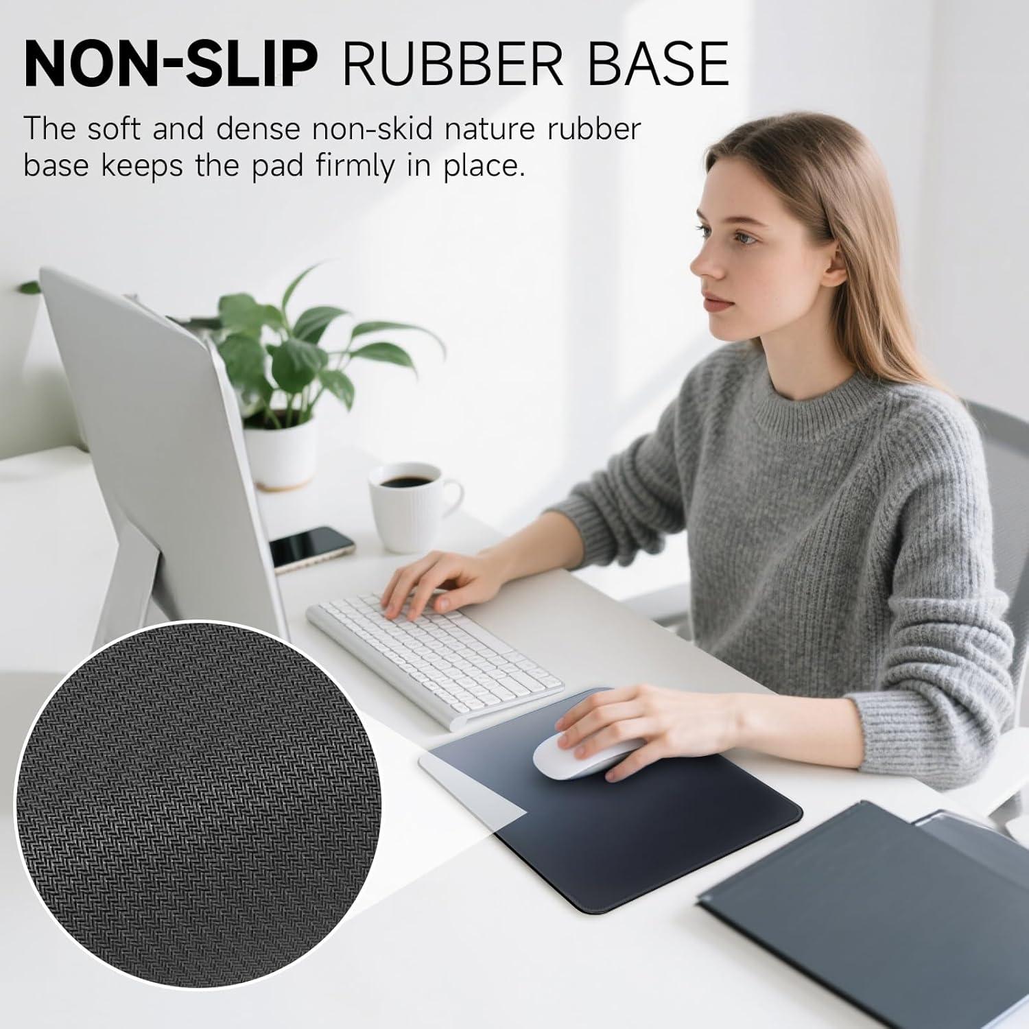 Premium Mouse Pad with Stitched Edges – 10.2 x 8.3 in | Smooth, Washable Mat with Non-Slip Base | Personalized Cute MousePads for Laptop, Computer, Office, Home (Gray-Black Gradient)