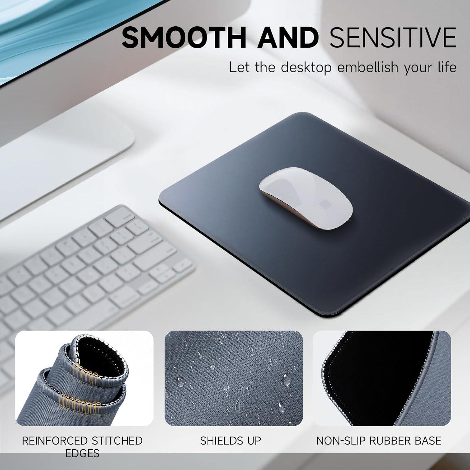 Premium Mouse Pad with Stitched Edges – 10.2 x 8.3 in | Smooth, Washable Mat with Non-Slip Base | Personalized Cute MousePads for Laptop, Computer, Office, Home (Gray-Black Gradient)