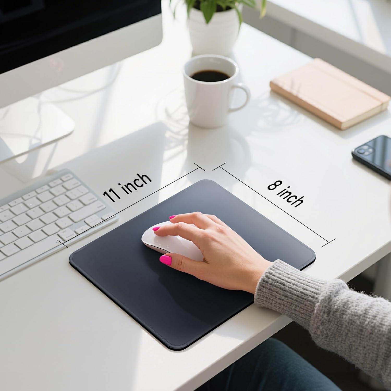 Premium Mouse Pad with Stitched Edges – 10.2 x 8.3 in | Smooth, Washable Mat with Non-Slip Base | Personalized Cute MousePads for Laptop, Computer, Office, Home (Gray-Black Gradient)