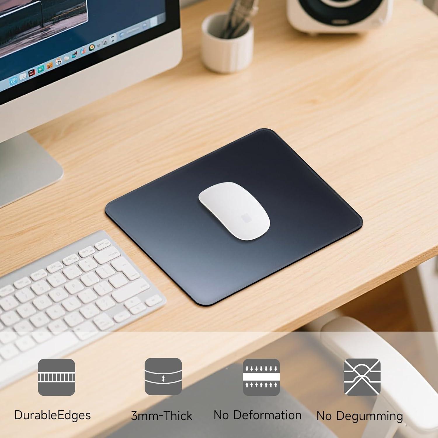 Premium Mouse Pad with Stitched Edges – 10.2 x 8.3 in | Smooth, Washable Mat with Non-Slip Base | Personalized Cute MousePads for Laptop, Computer, Office, Home (Gray-Black Gradient)