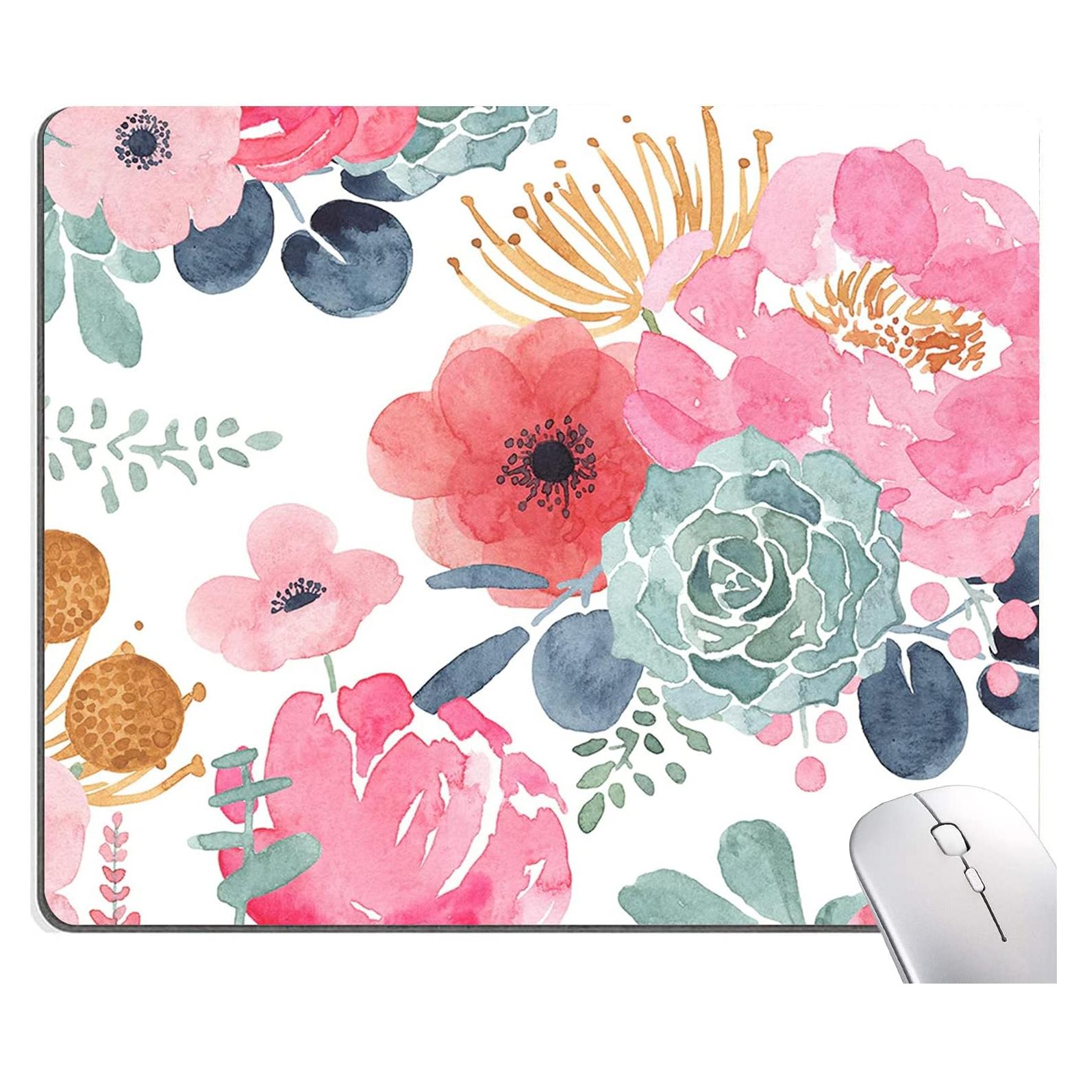 Alfombrilla de Ratón KUOSGM Floral Rosa 24.1x20.1cm Antideslizante