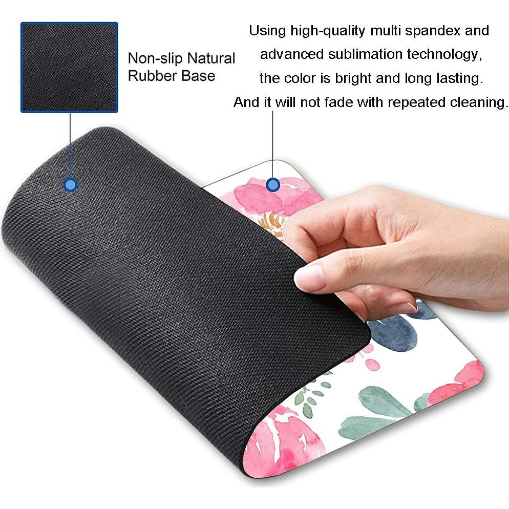 Alfombrilla de Ratón KUOSGM Floral Rosa 24.1x20.1cm Antideslizante