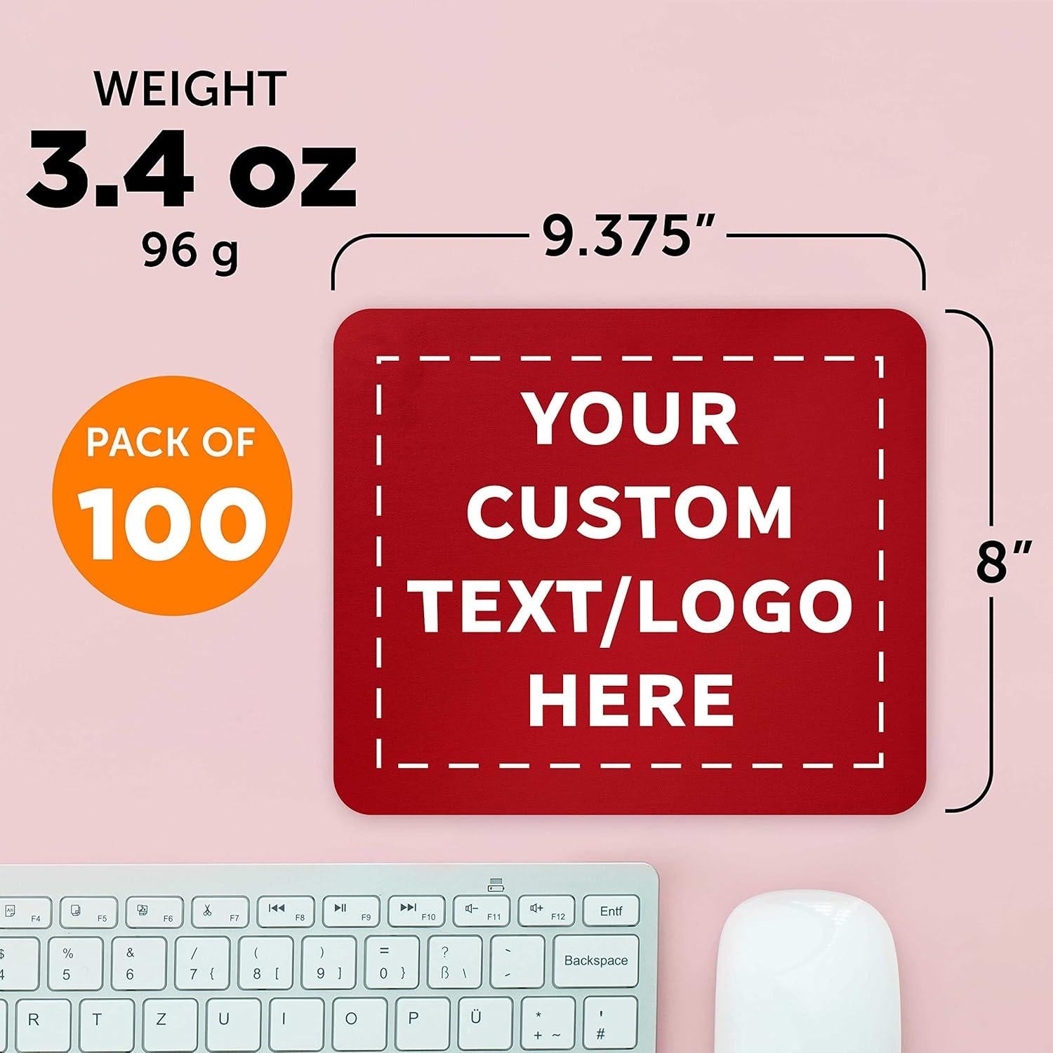Juego de 100 Alfombrillas de Ratón Personalizadas Rojo