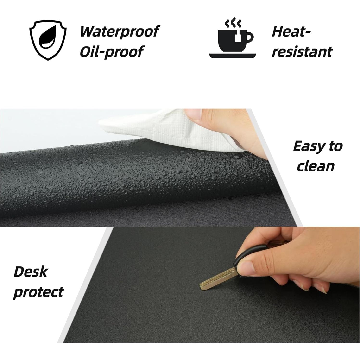 Alfombrilla de Escritorio QSYZAIL 80x40 cm Cuero Sintético Antideslizante