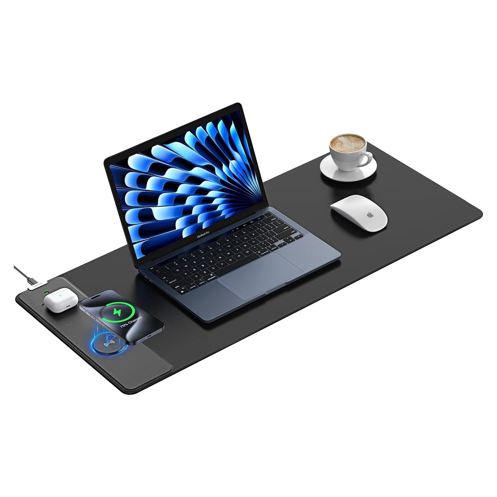 Alfombrilla de Ratón Inalámbrica TopMade 15W XL 80x30cm Negra